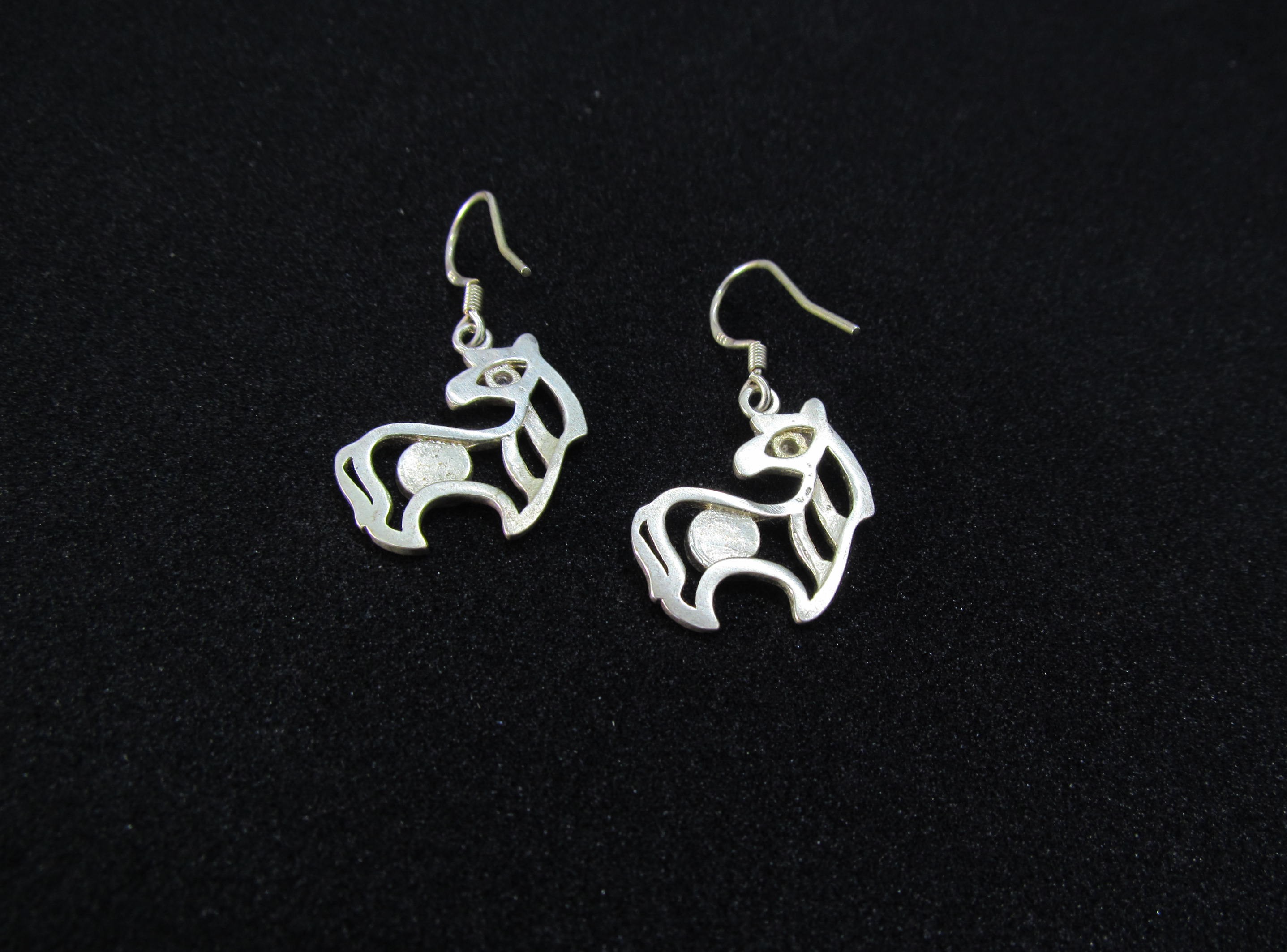 Sweet Sterling Silver Horse Earrings with Crystal Eyes.
