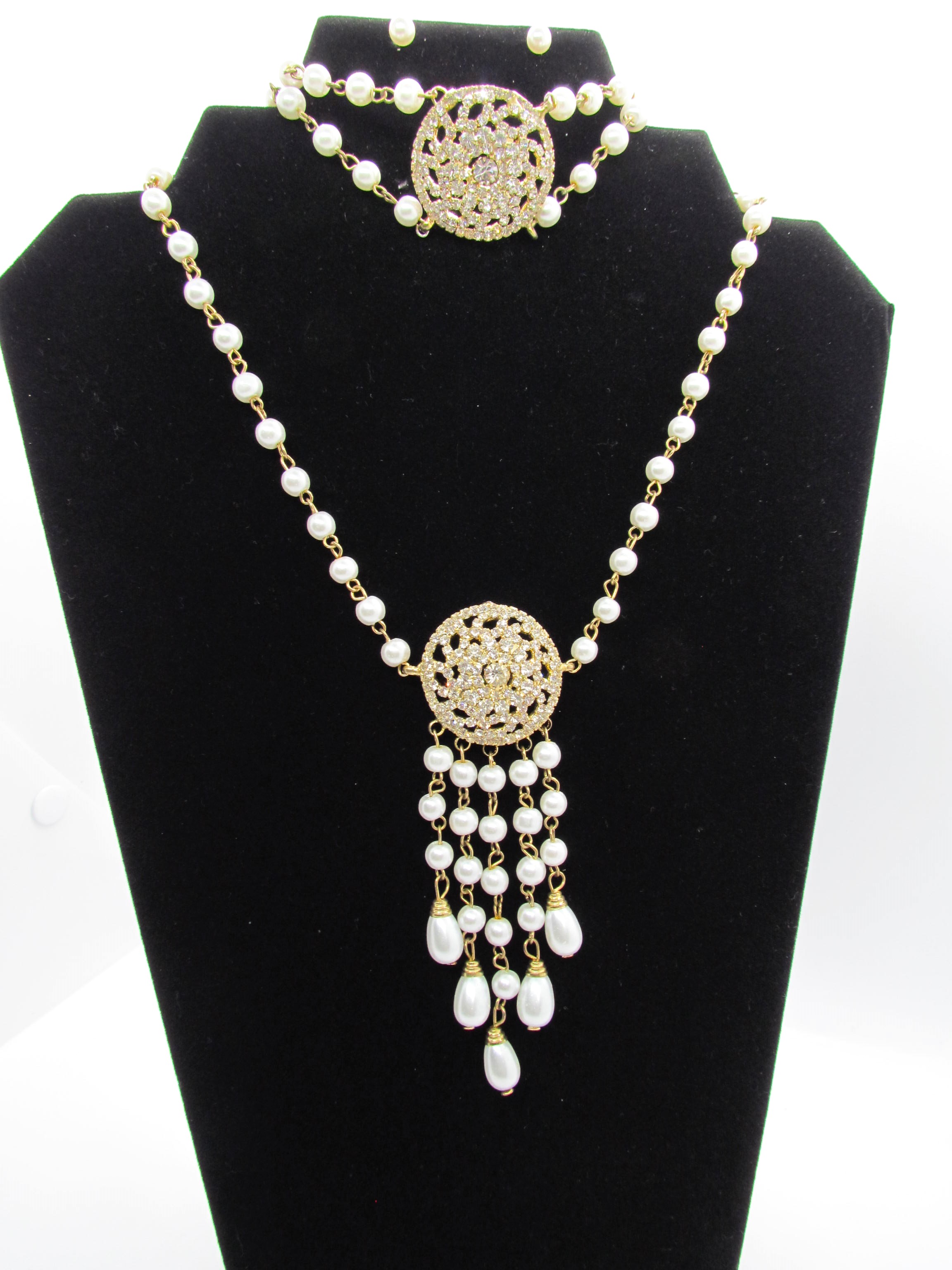 Sophisticated Sparkle in Pearl & Rhinestone. 