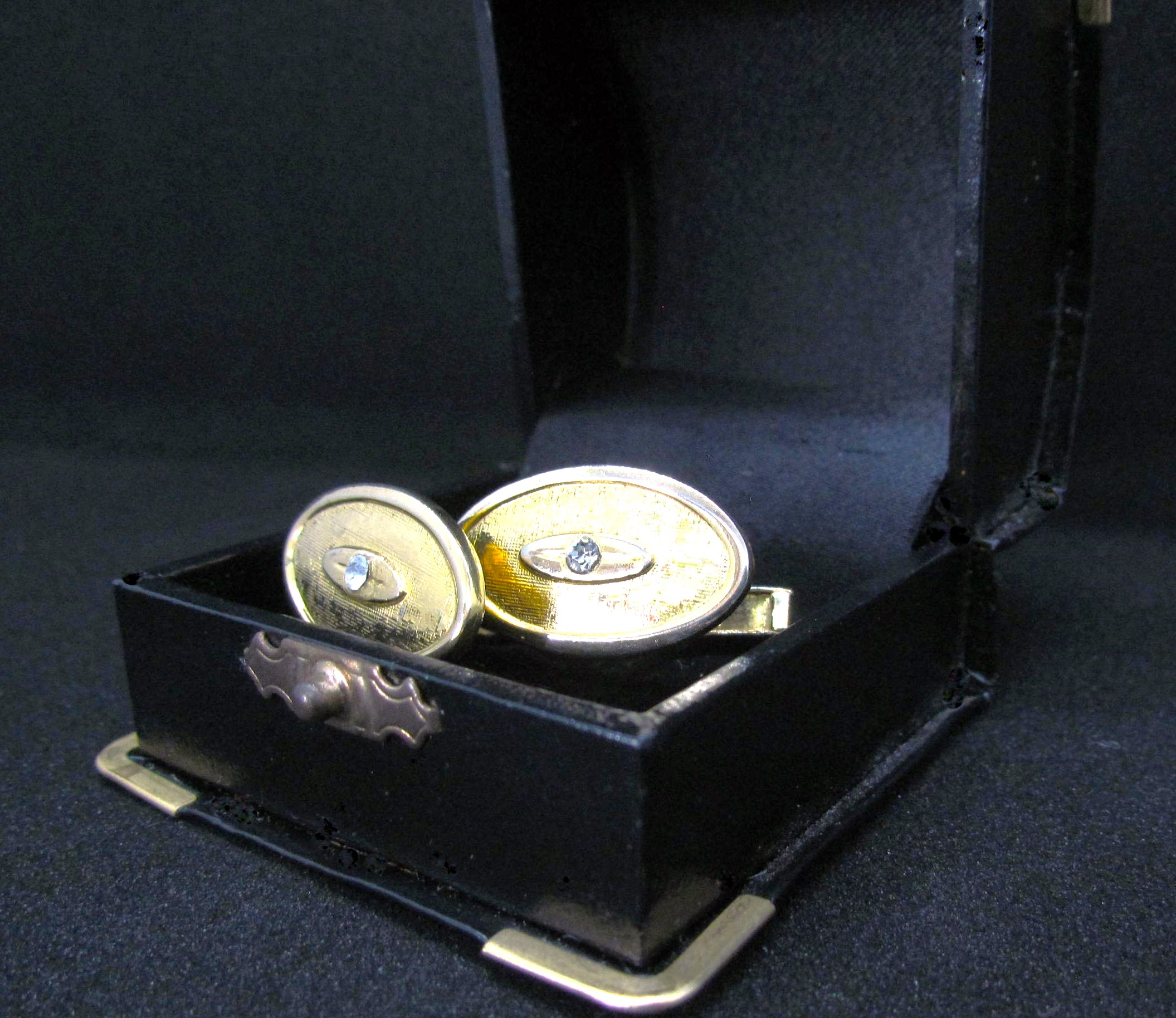 Vintage Oval Rhinestone Cufflinks.