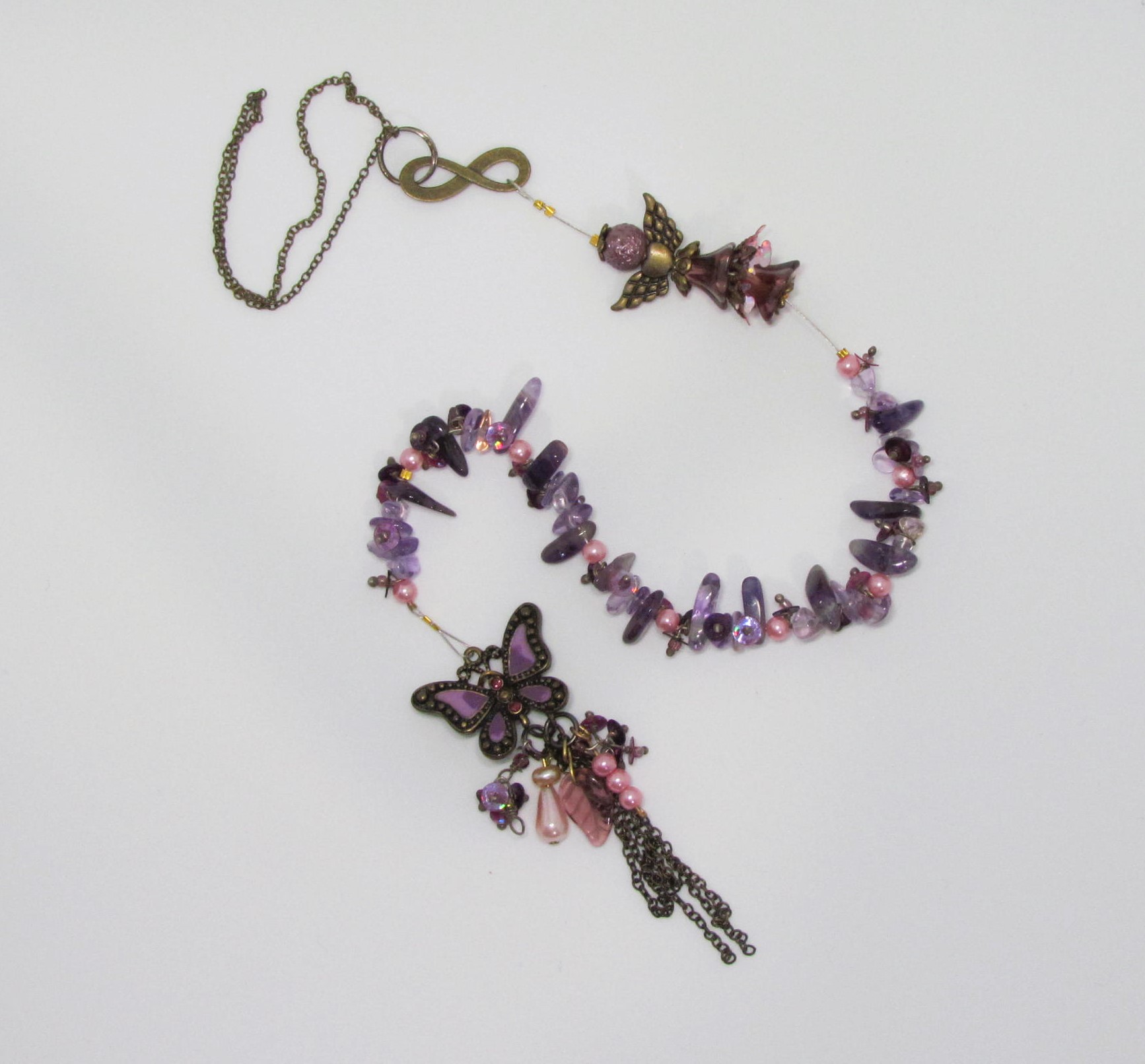 Sweet Sparkles Amethyst Butterfly Pearl Suncatcher Window Watcher