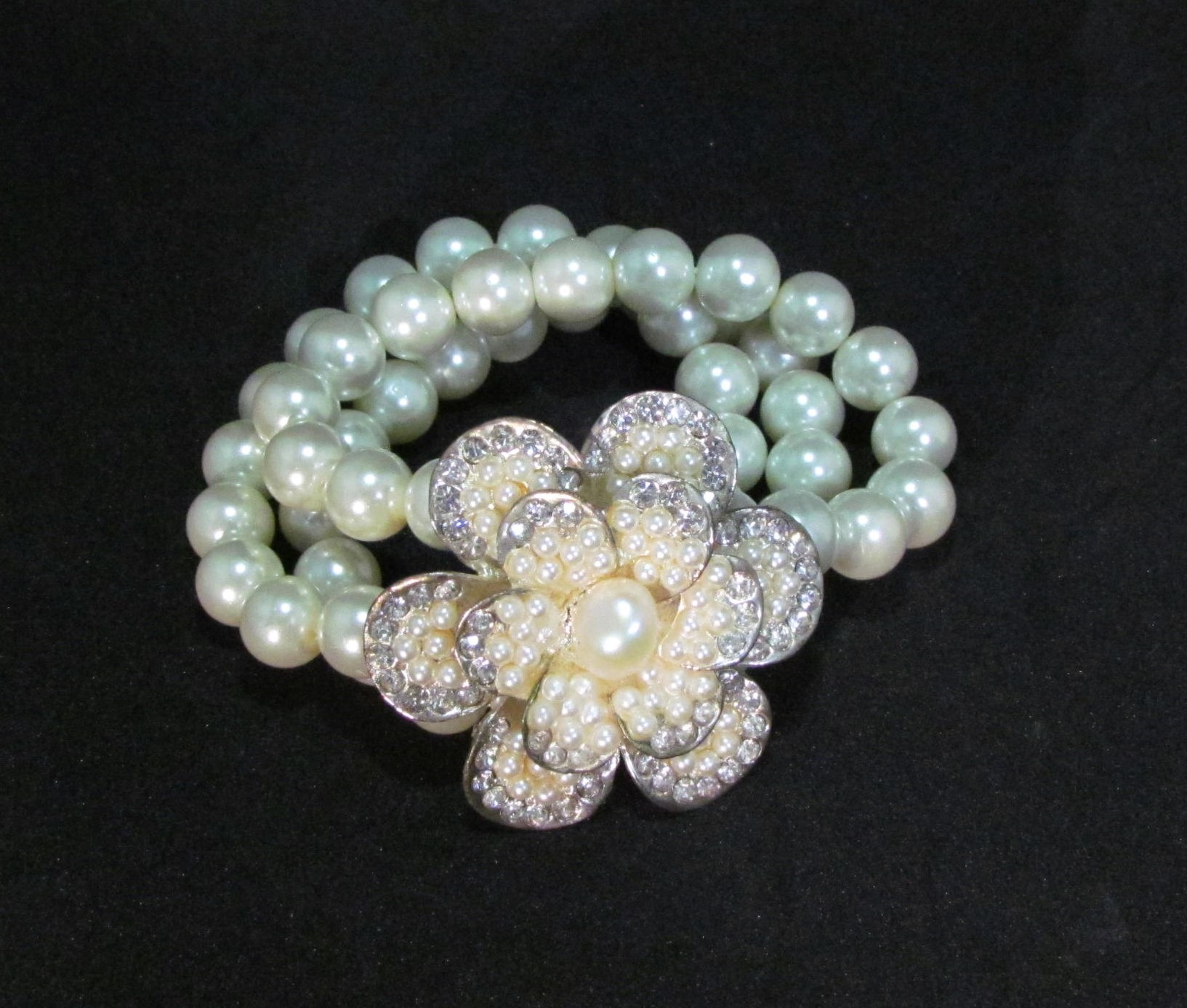 A Pearl & Crystal Statement Bracelet.