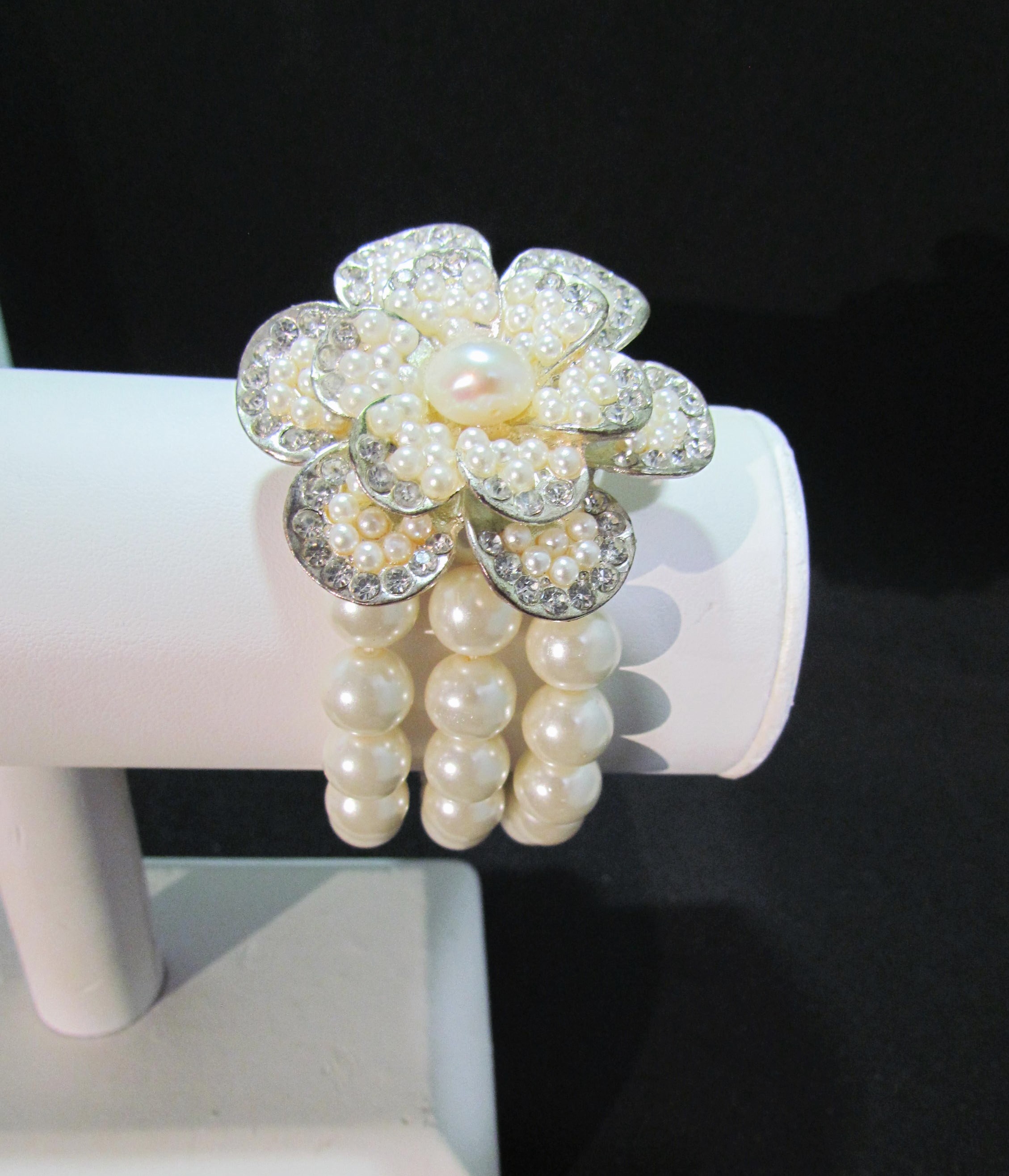 A Pearl & Crystal Statement Bracelet.
