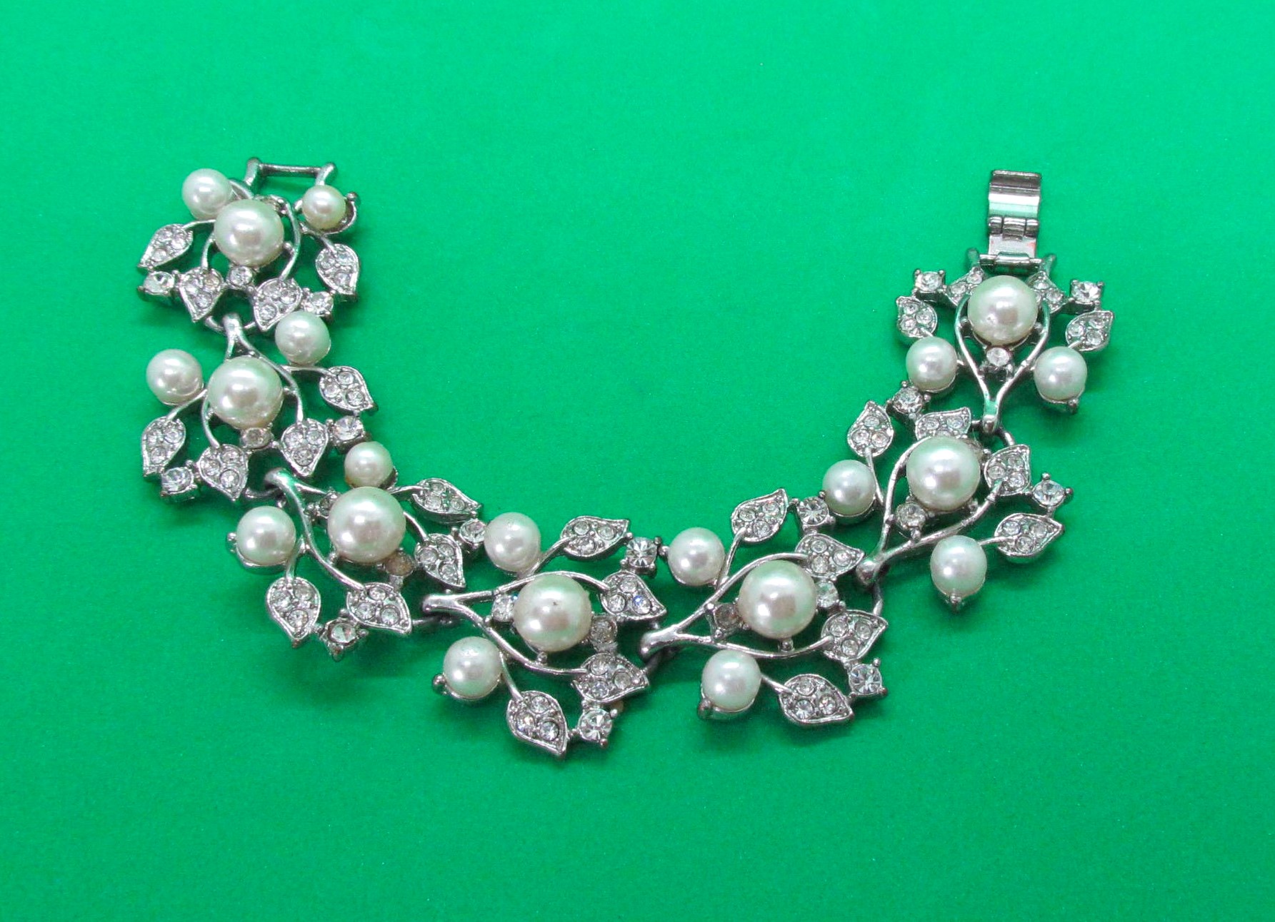 Pearl Petals Vintage Rhinestone Bracelet.