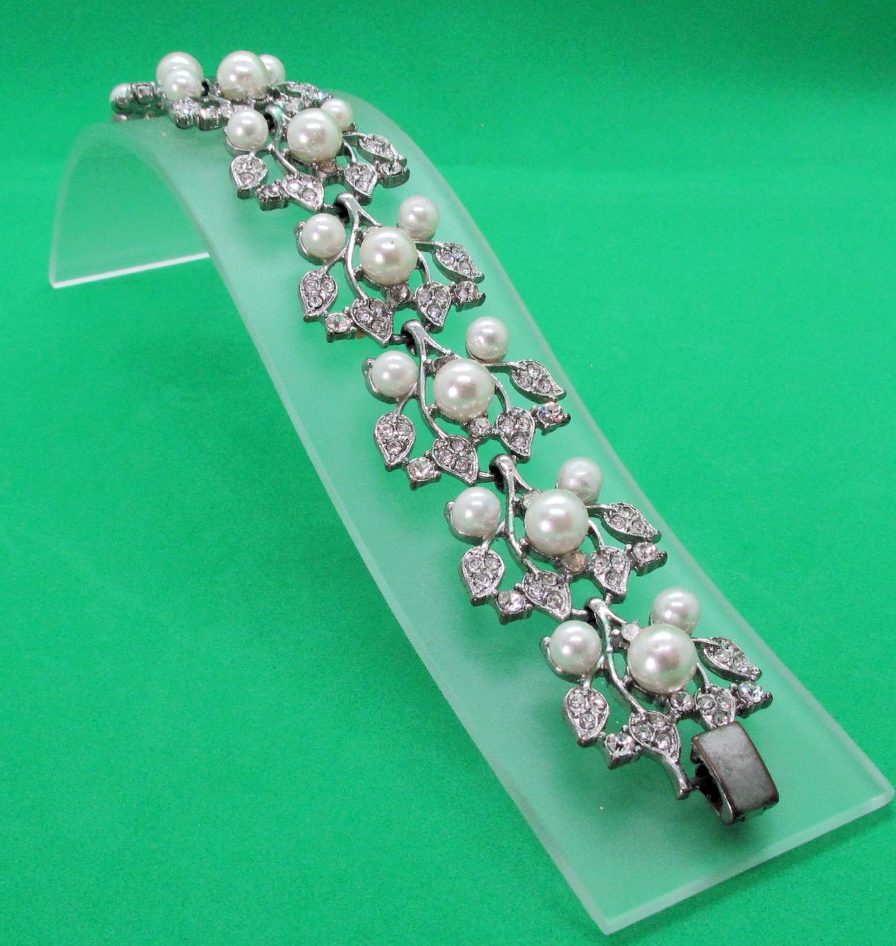 Pearl Petals Vintage Rhinestone Bracelet.