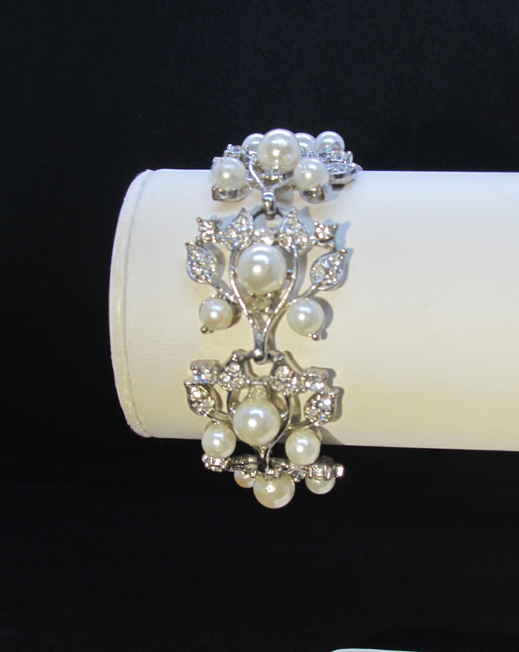 Pearl Petals Vintage Rhinestone Bracelet.