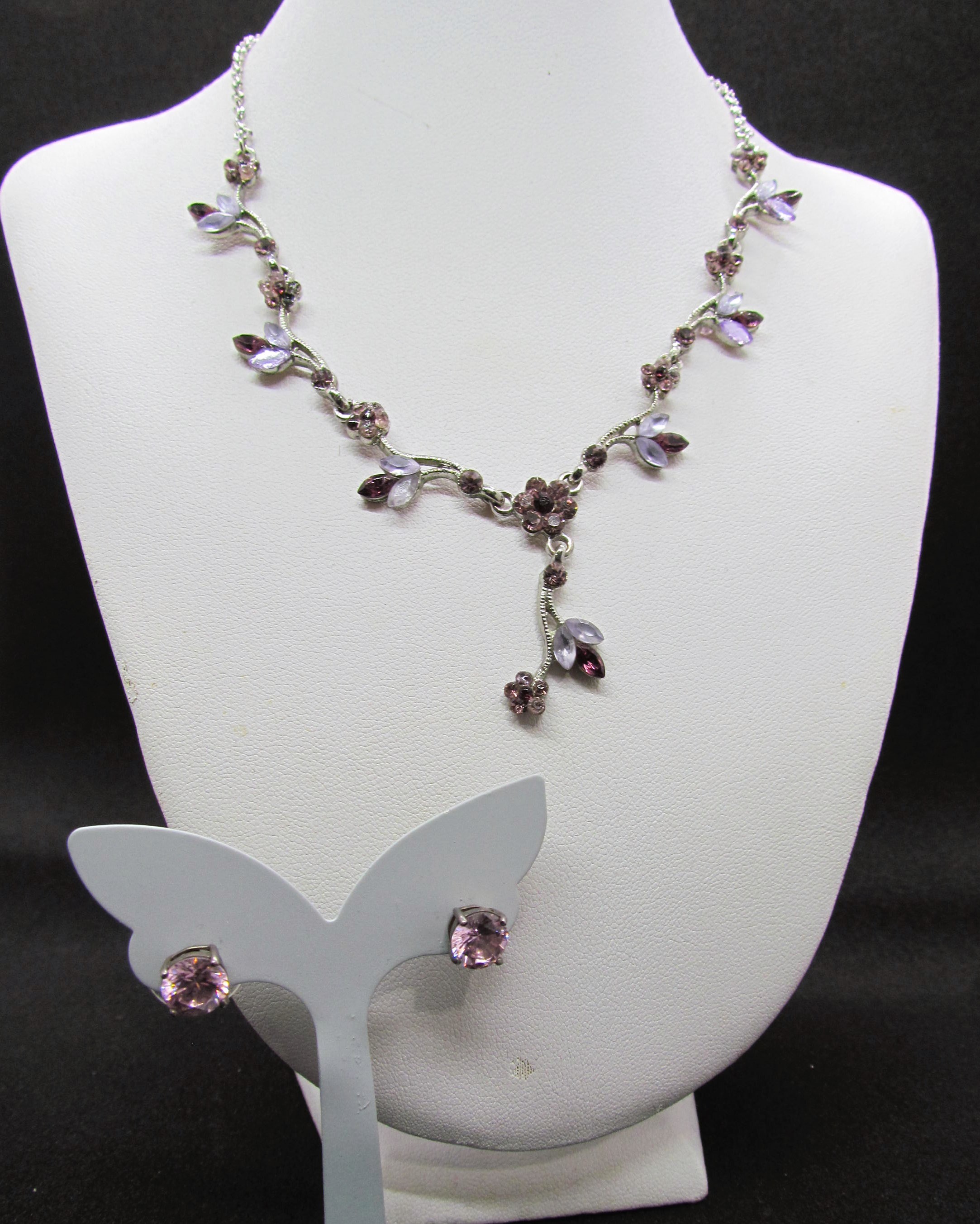 Pink & Lilac Crystal Princess Lavalier Set.