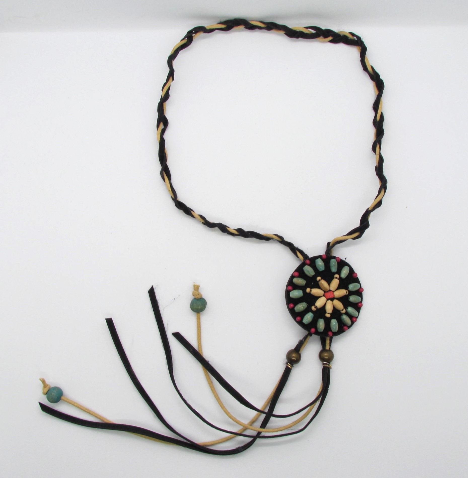 Beaded Leather Cowgirl Bola Western Tie.