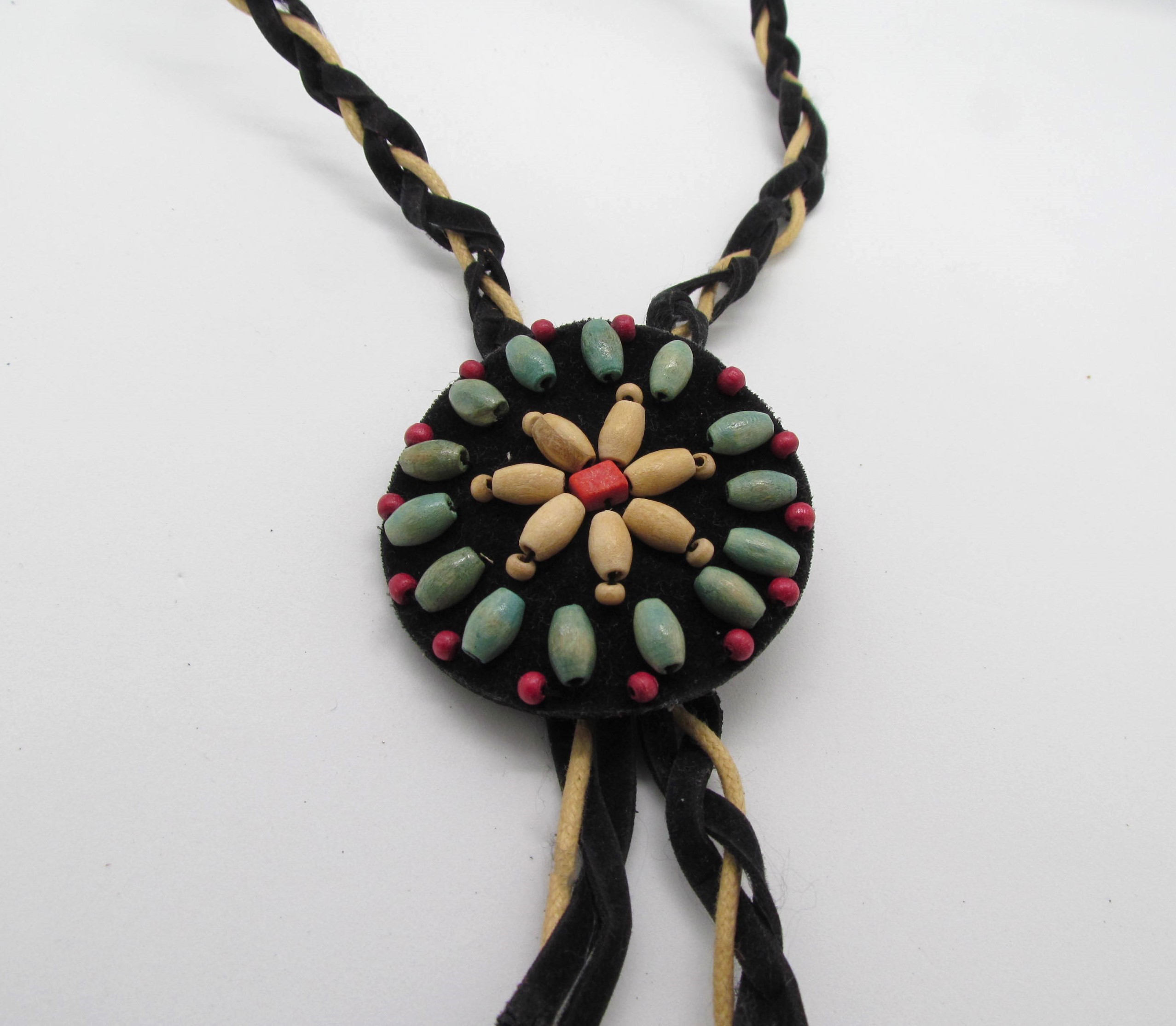 Beaded Leather Cowgirl Bola Western Tie.
