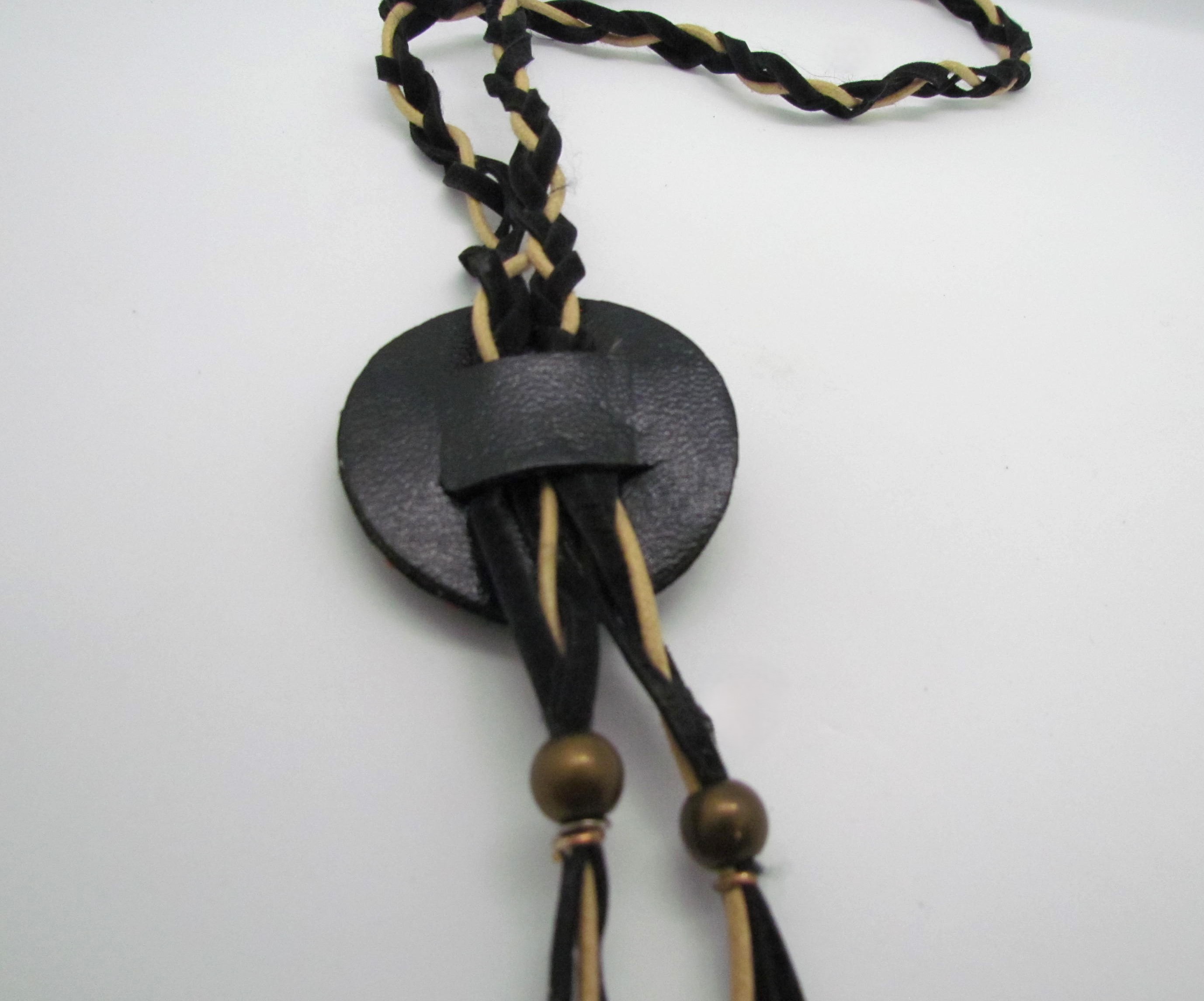 Beaded Leather Cowgirl Bola Western Tie.
