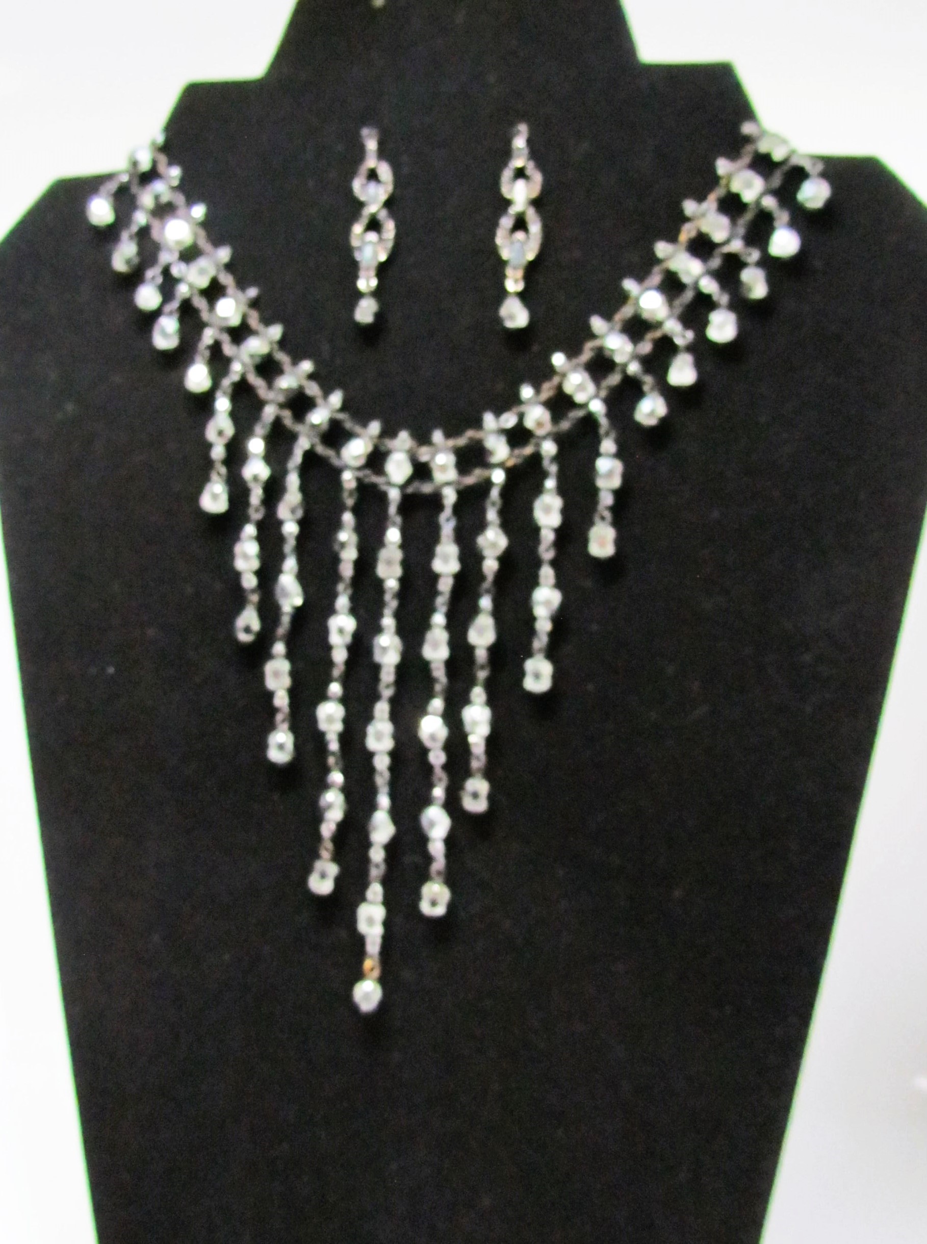Glimmering Bevelled Gun Metal Grey Beaded Set.