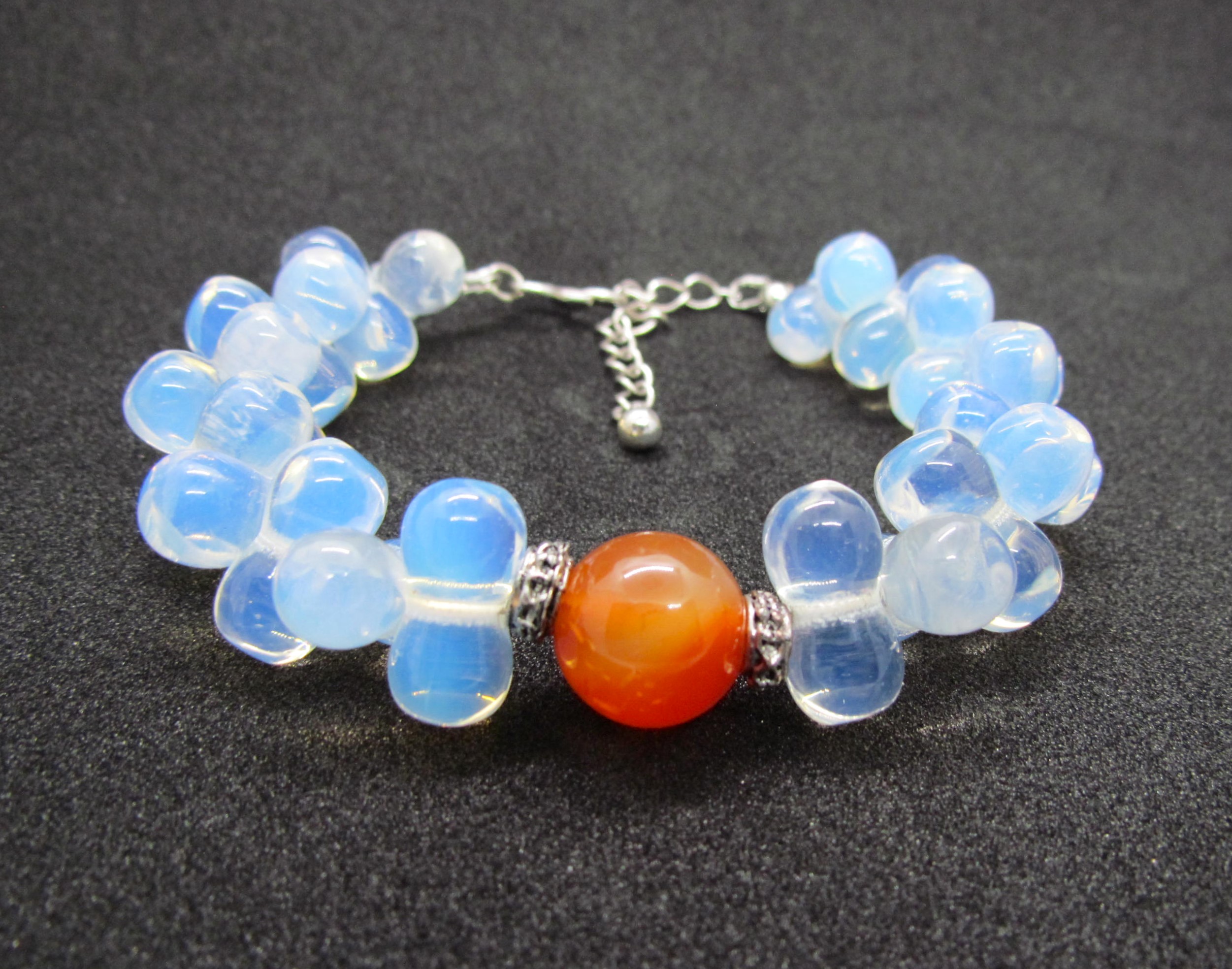 Impressive & Unique Moonstone & Carnelian Bracelet.