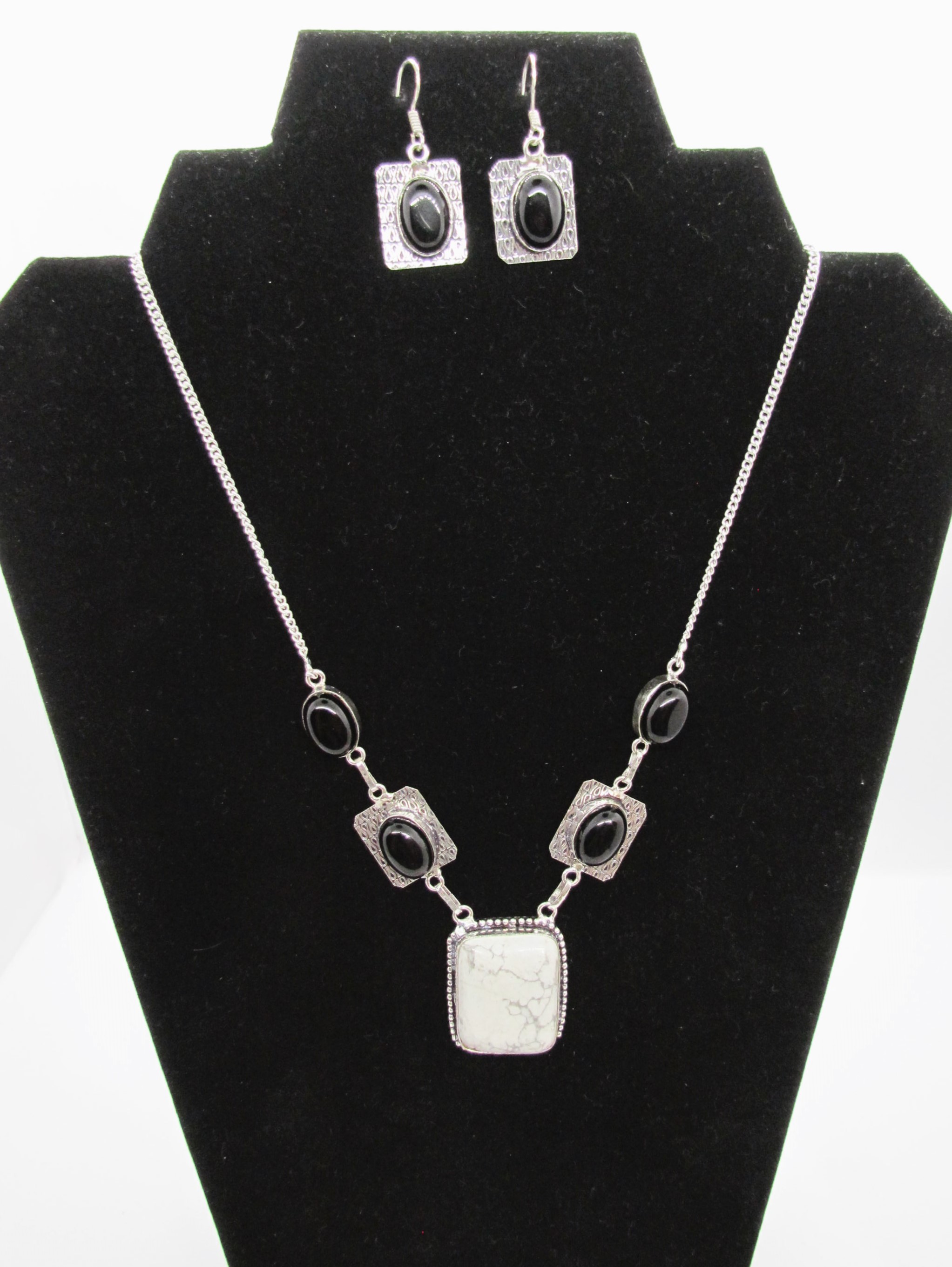 Sought After Howlite and Black Onyx Set in Sterling Silver.