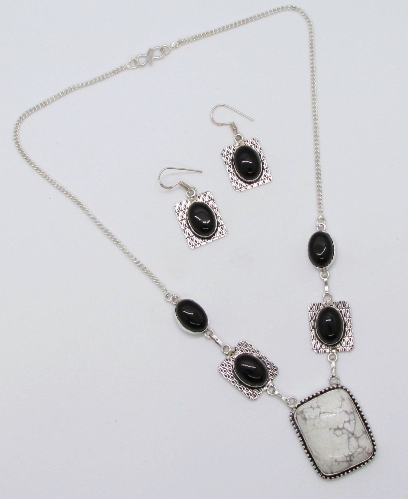 Sought After Howlite and Black Onyx Set in Sterling Silver.