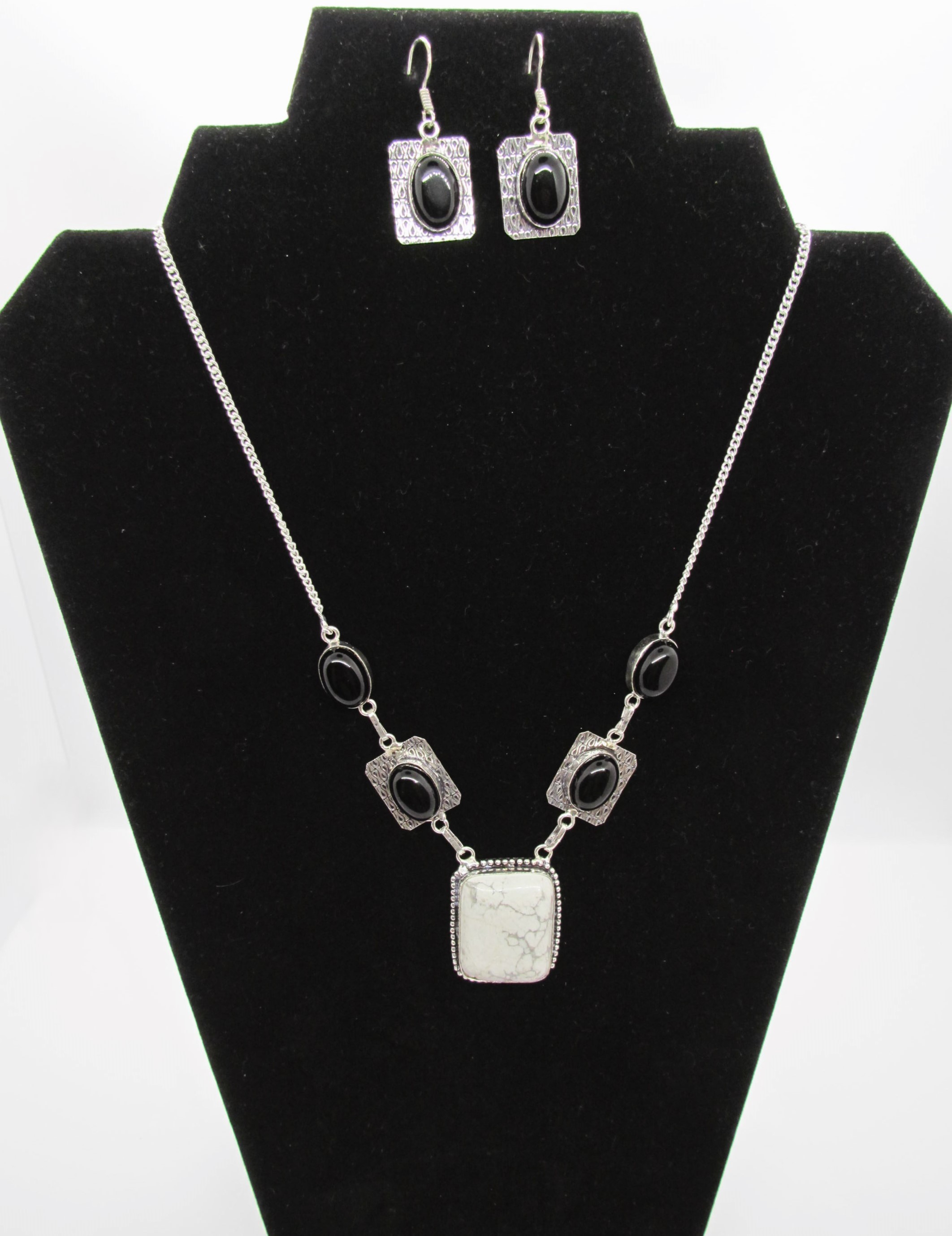 Sought After Howlite and Black Onyx Set in Sterling Silver.