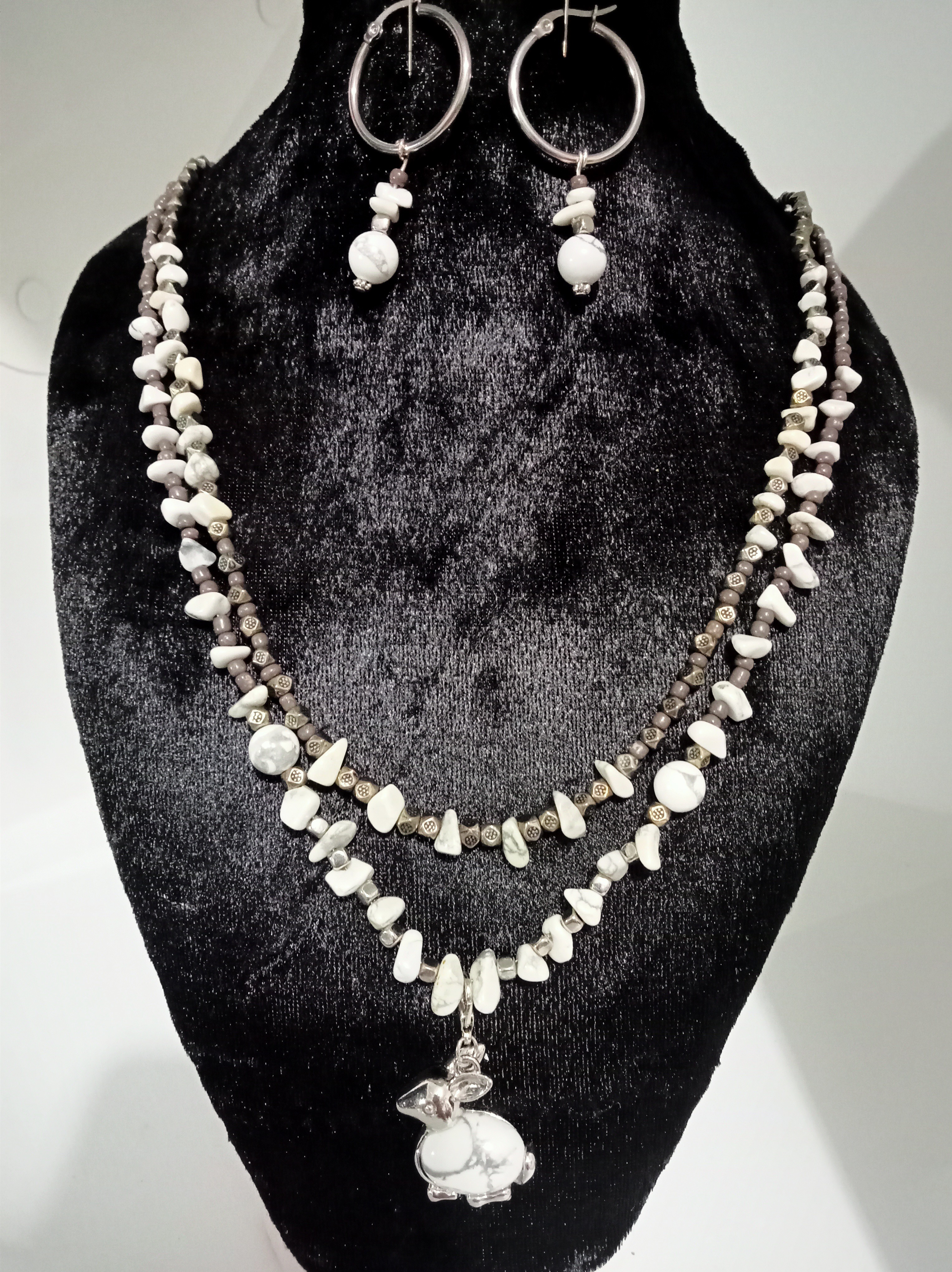 Handmade Easter Howlite gemstone Jewelry Set