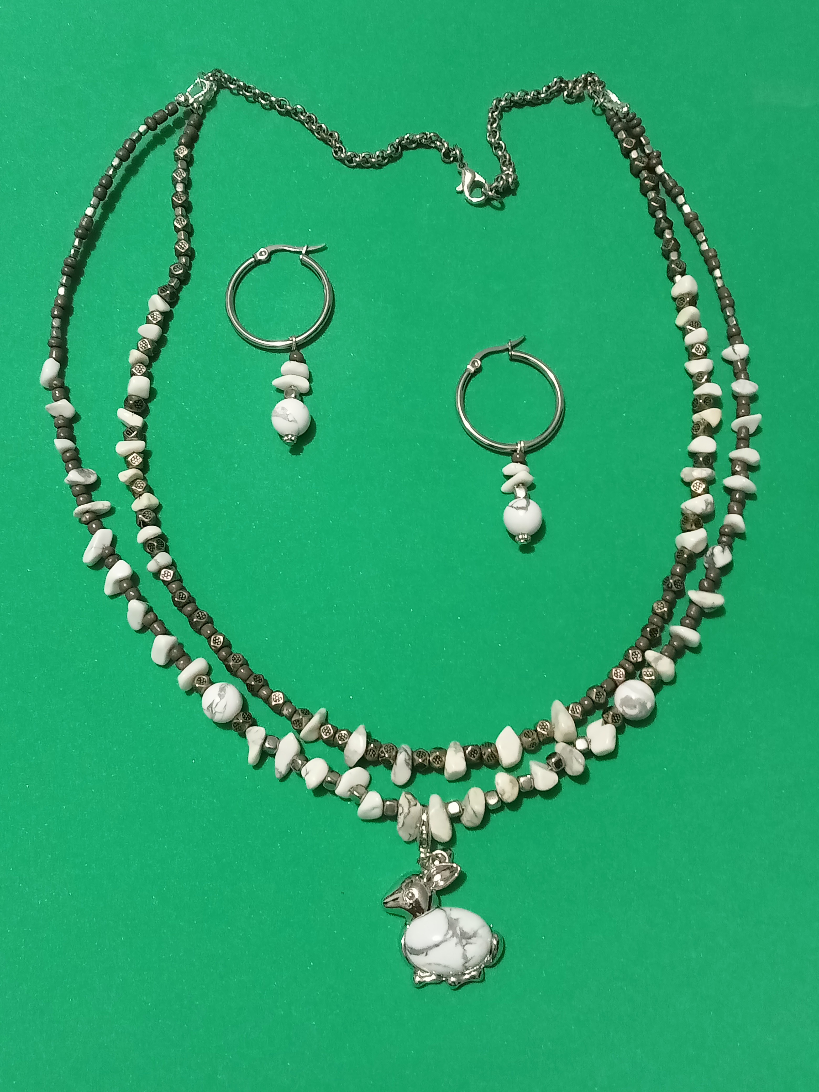 Handmade Easter Howlite gemstone Jewelry Set