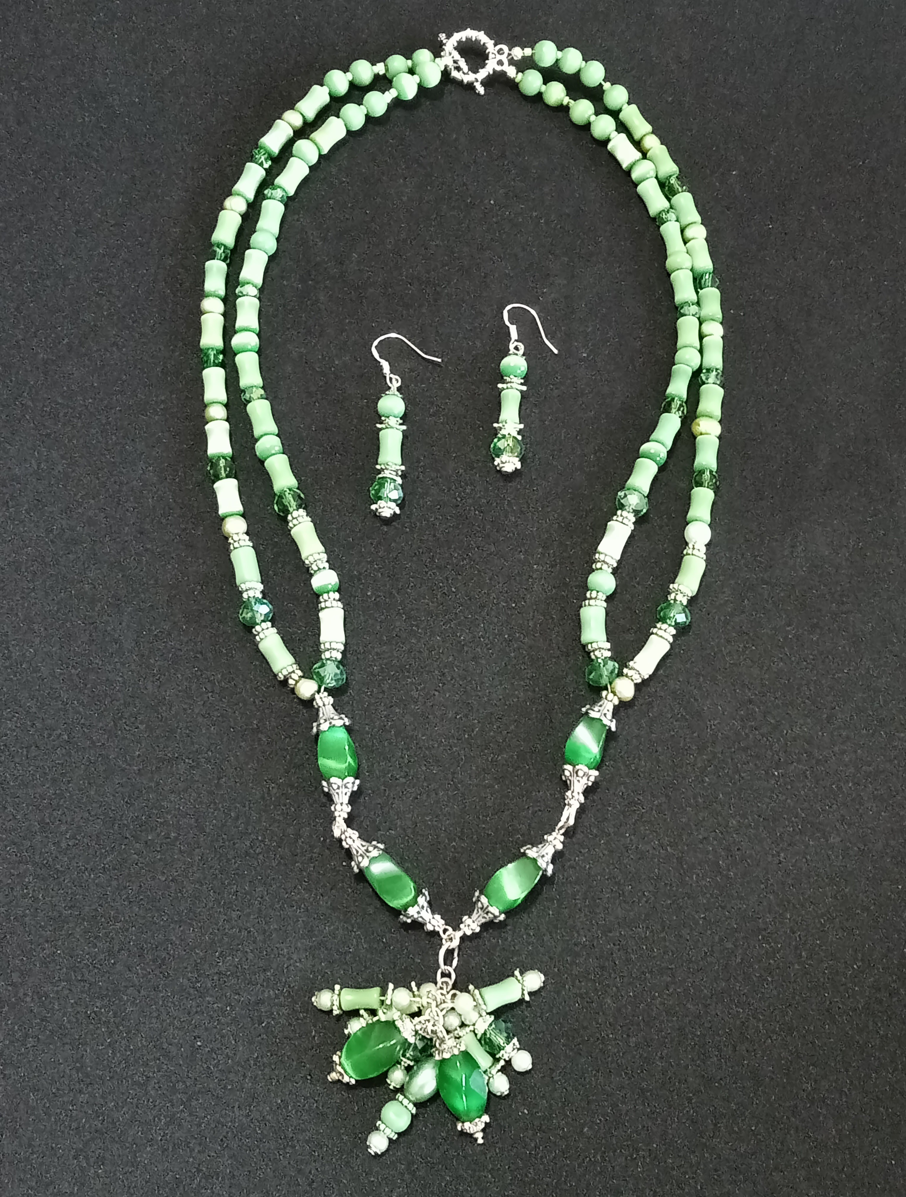 Green cats Eye Gemstone Jewelry Set