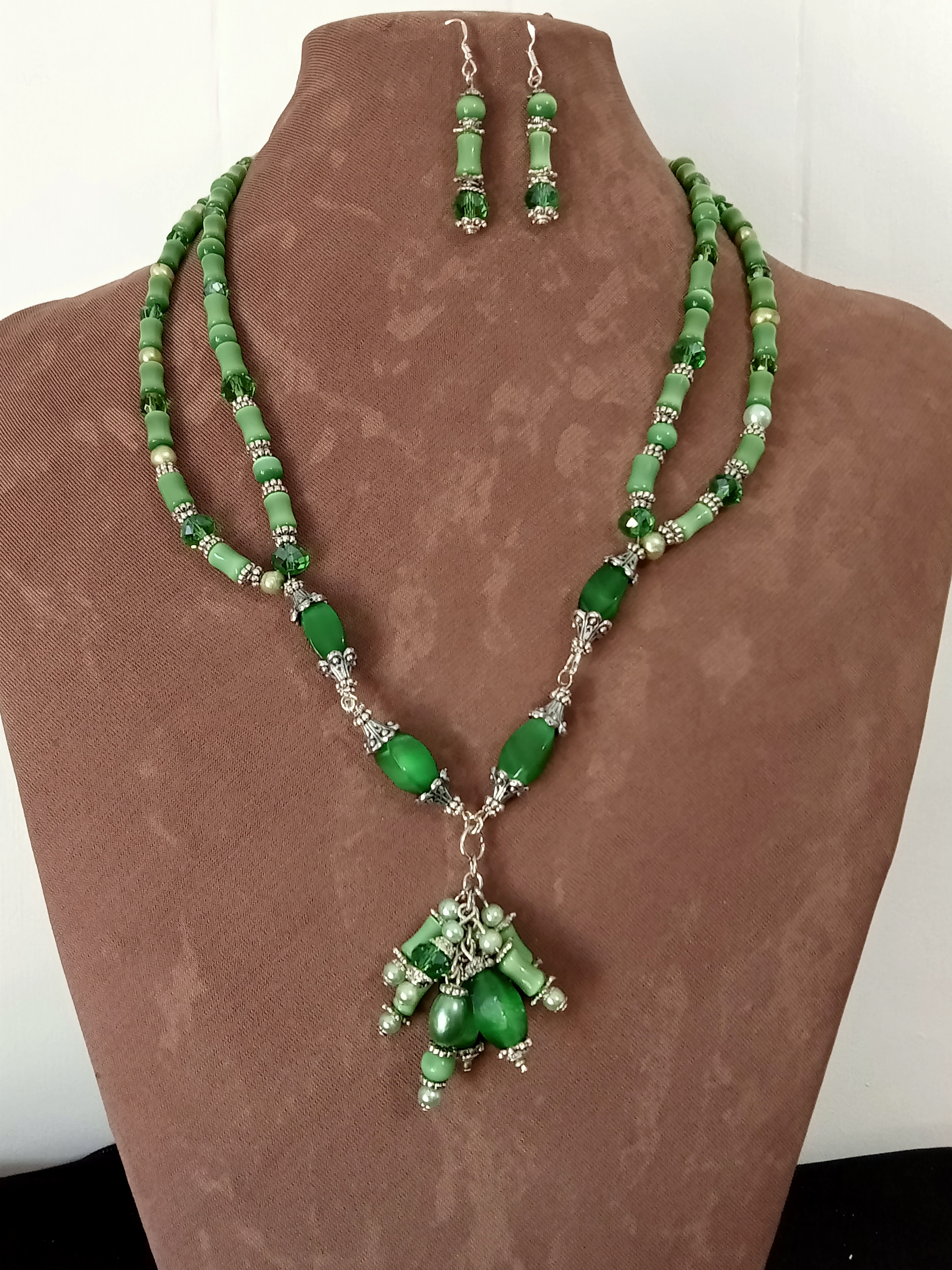 Green cats Eye Gemstone Jewelry Set