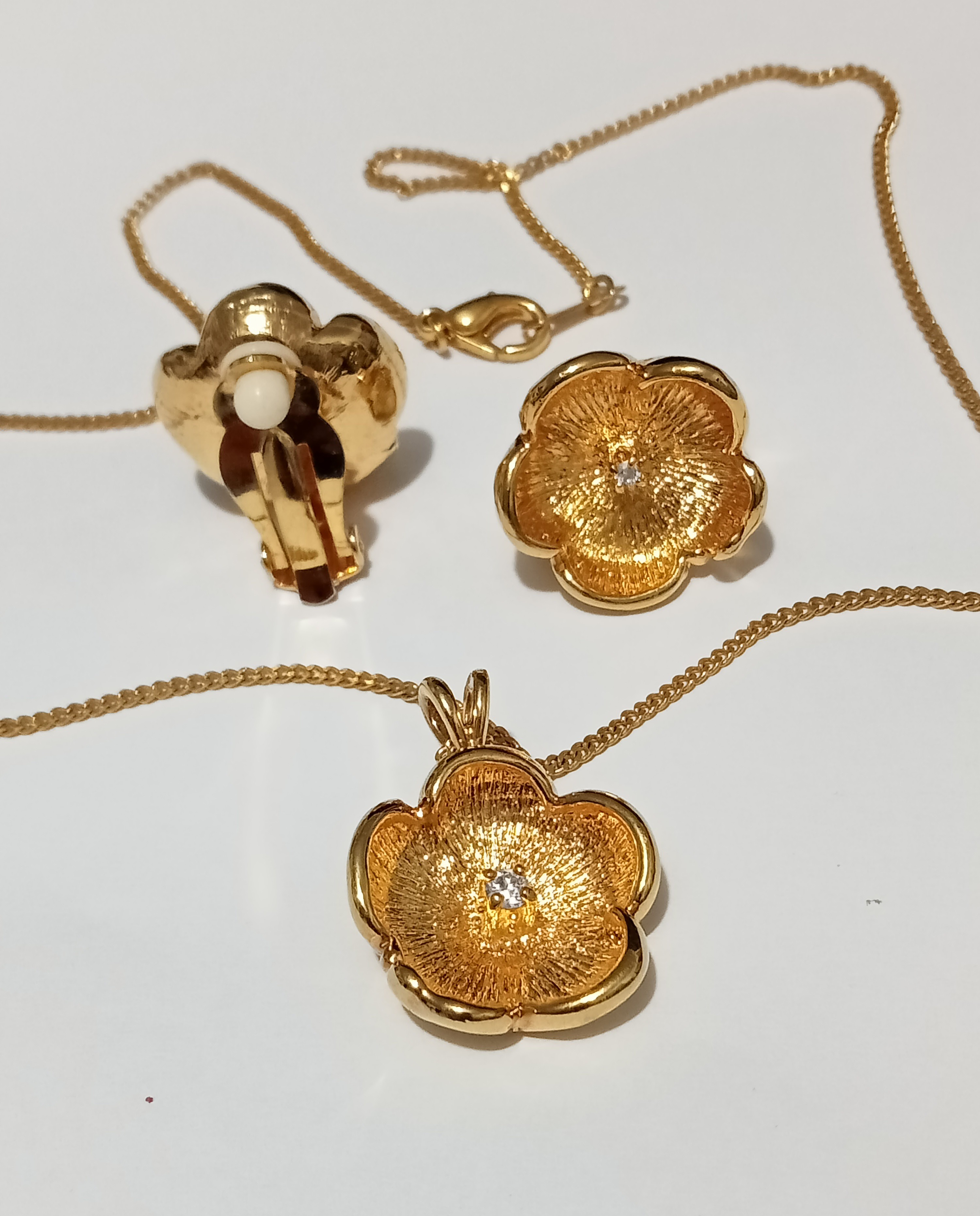 Vintage Gold Buttercup Flower Jewelry Set