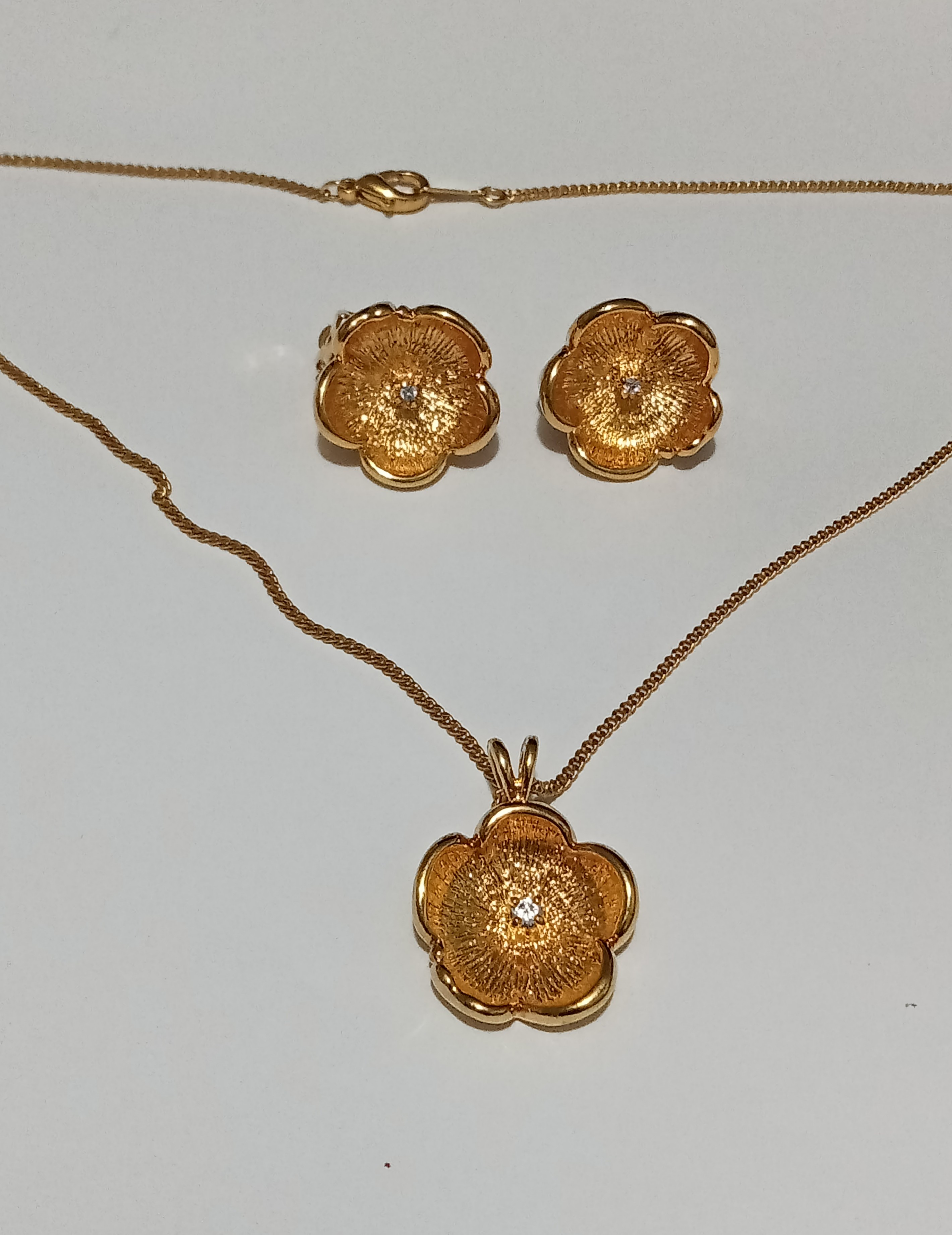 Vintage Gold Buttercup Flower Jewelry Set