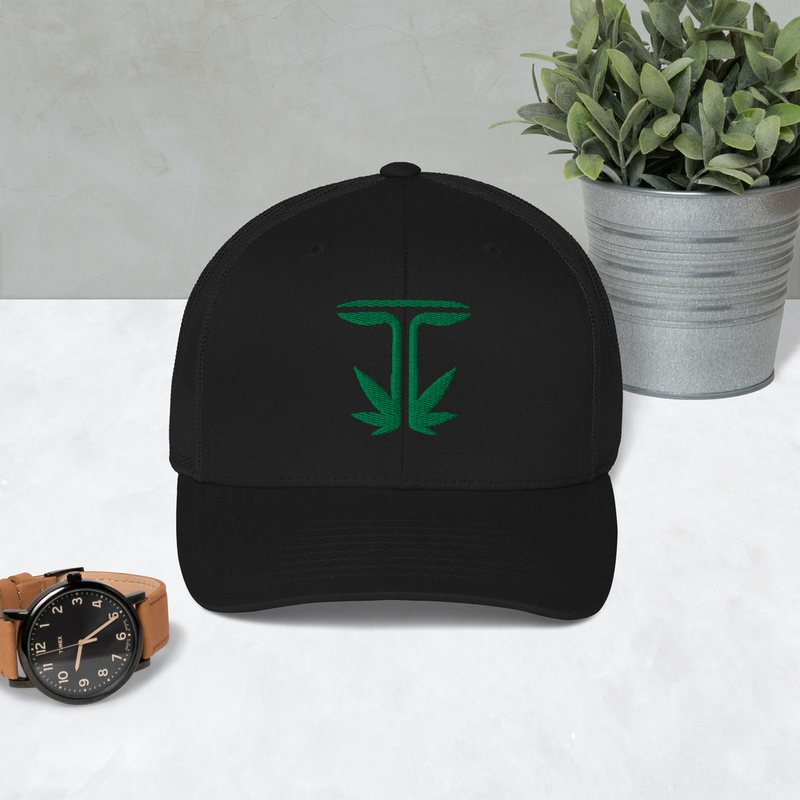 Black Trucker Cap Green Toke Yoke Logo