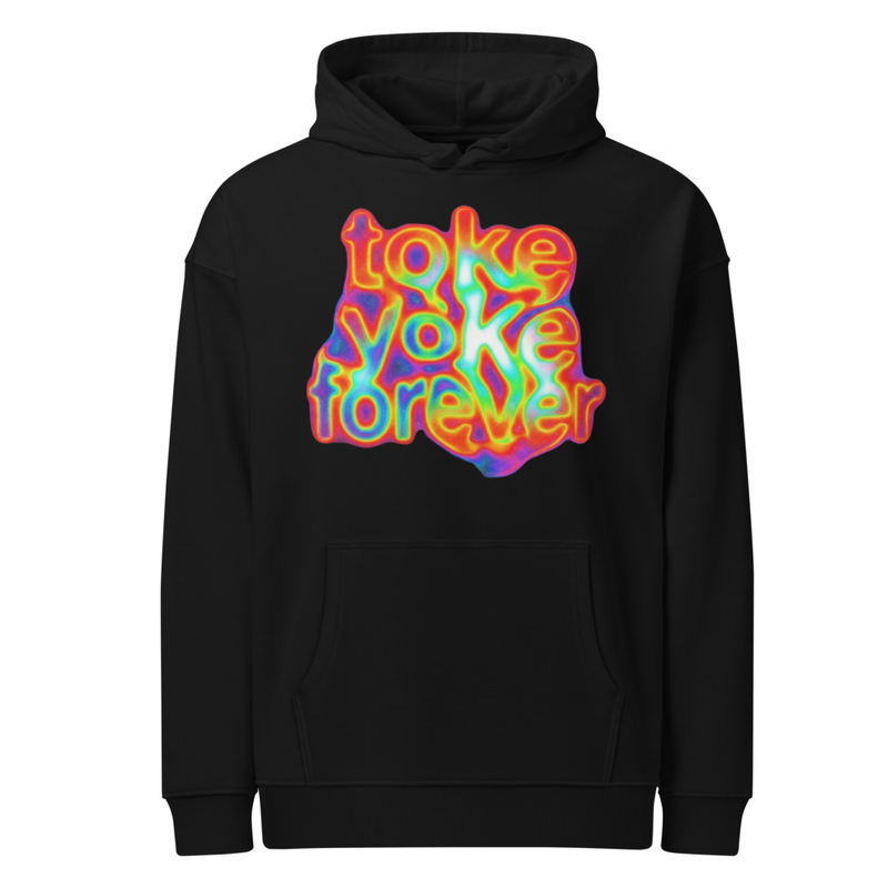Black Unisex organic relaxed hoodie Toke Yoke Forever Colour