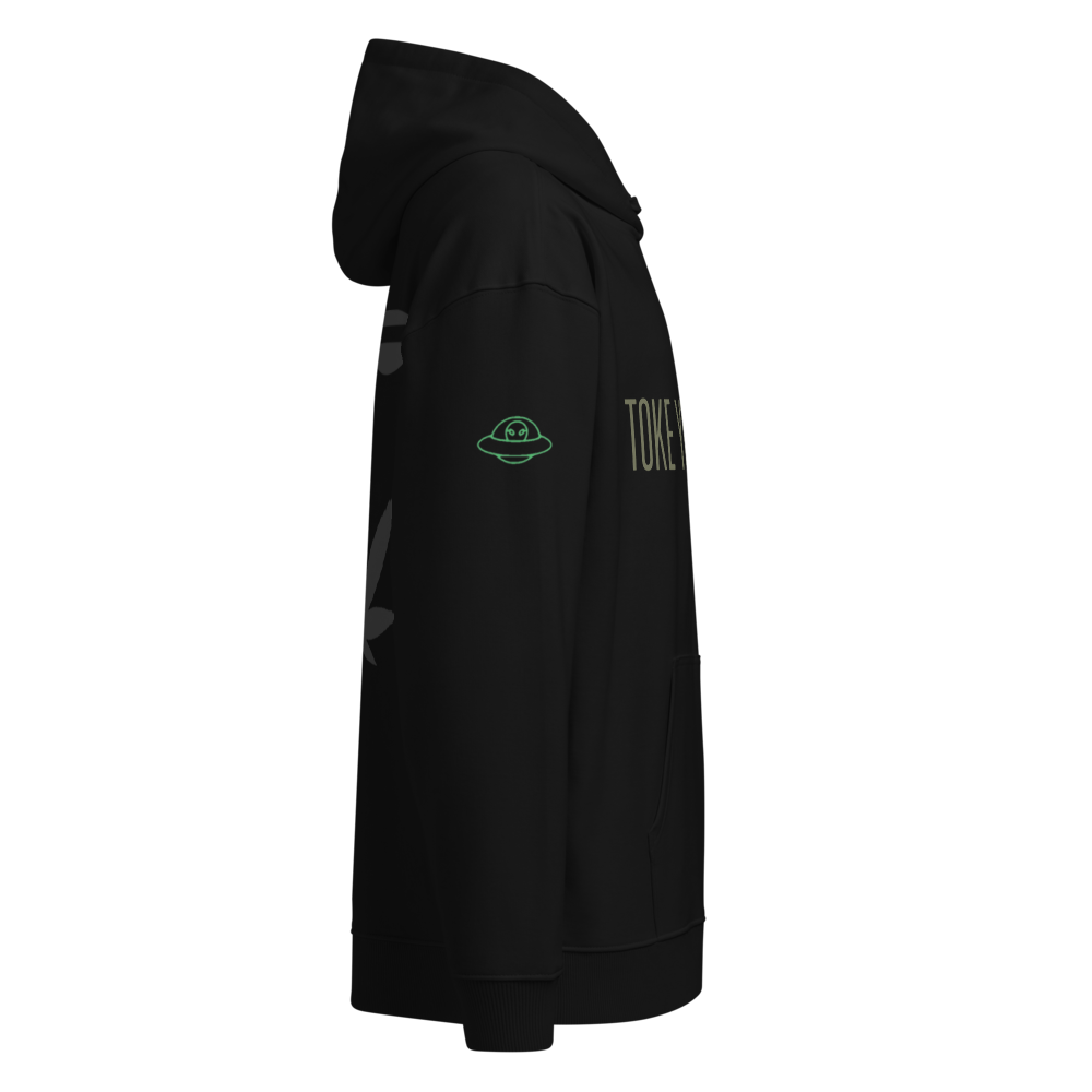 Unisex organic relaxed hoodie front back and sleeves