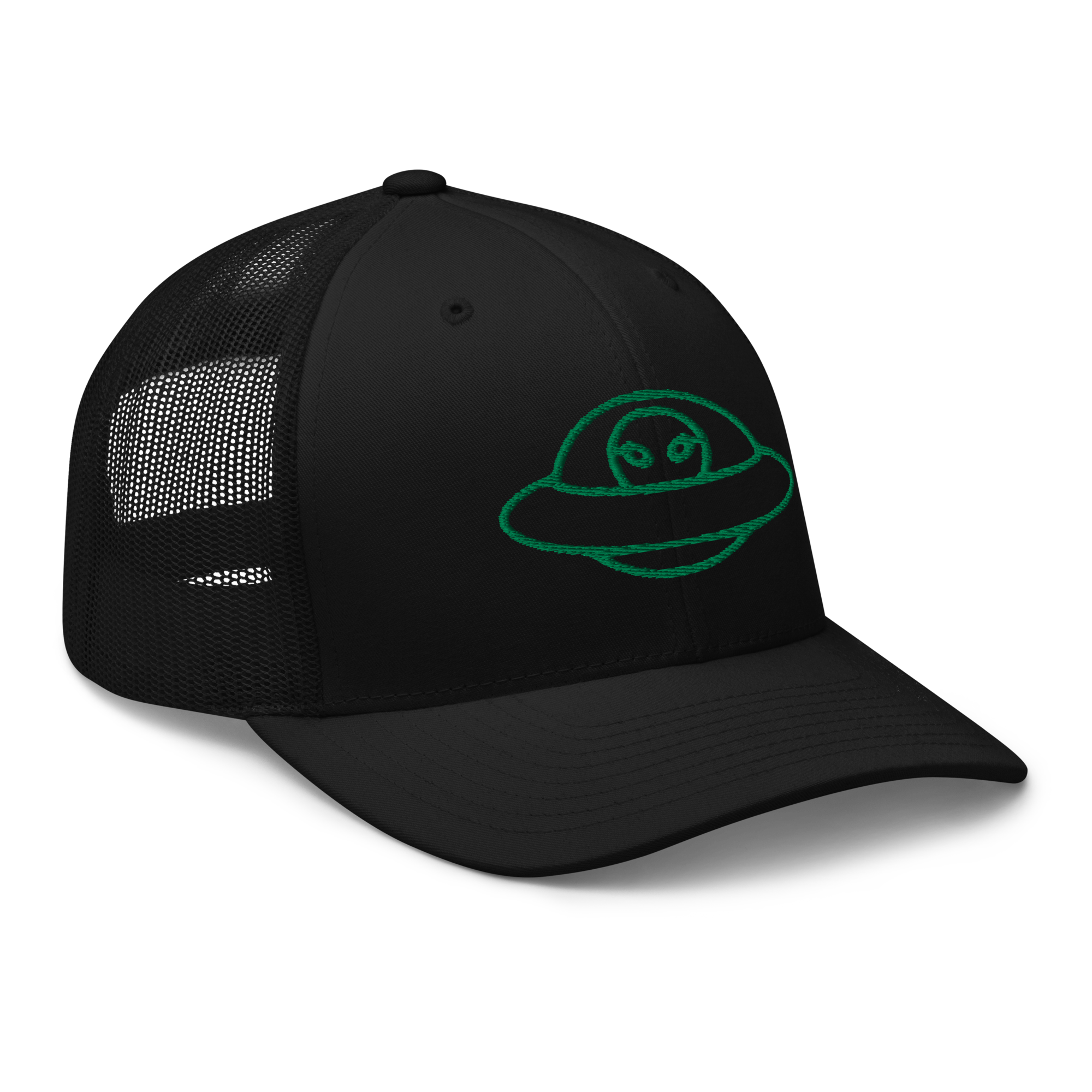 Black Trucker Cap Green UFO