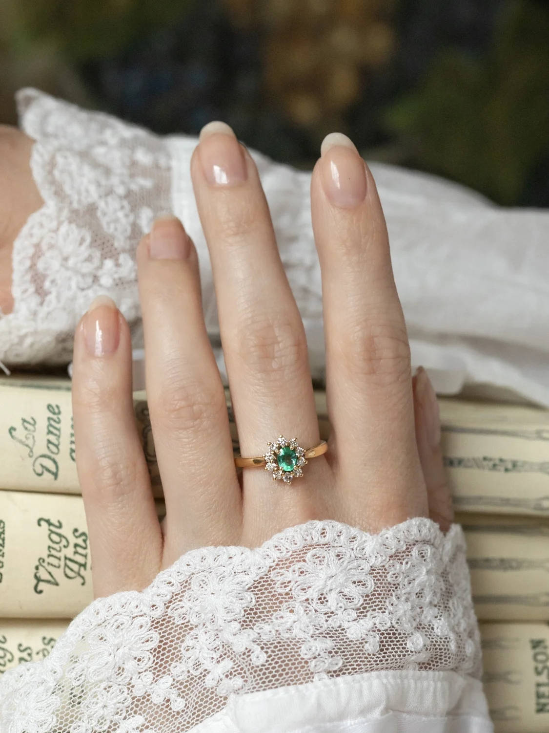 LA OCTAVIE, sublime et adorable bague Marguerite émeraude & diamants 💫