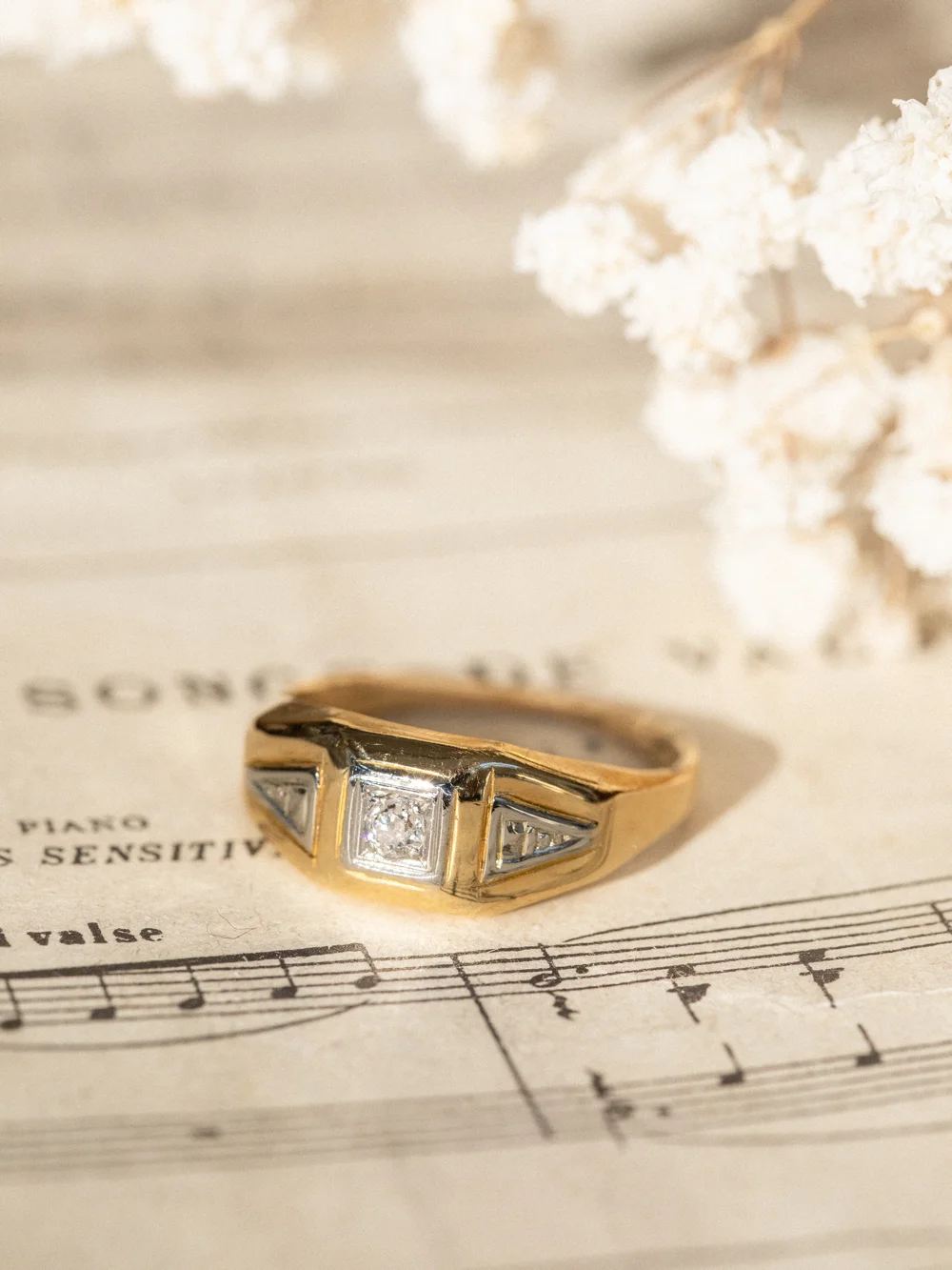 LA JULIE, élégante bague jonc style Art Déco en 2 ors et diamant 💫