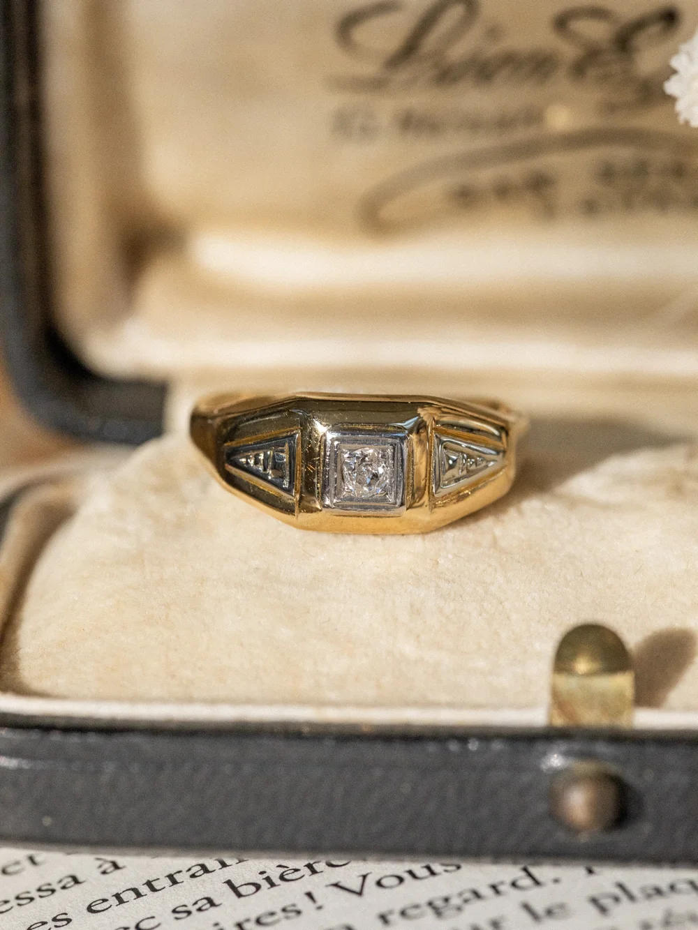 LA JULIE, élégante bague jonc style Art Déco en 2 ors et diamant 💫