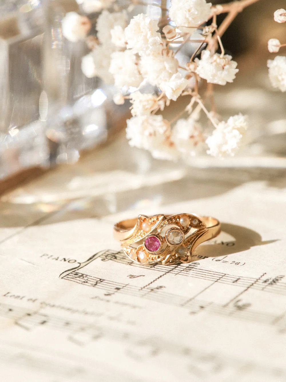 LA LAKMÉ, splendide bague Art Nouveau en rubis, perles & diamants 💫