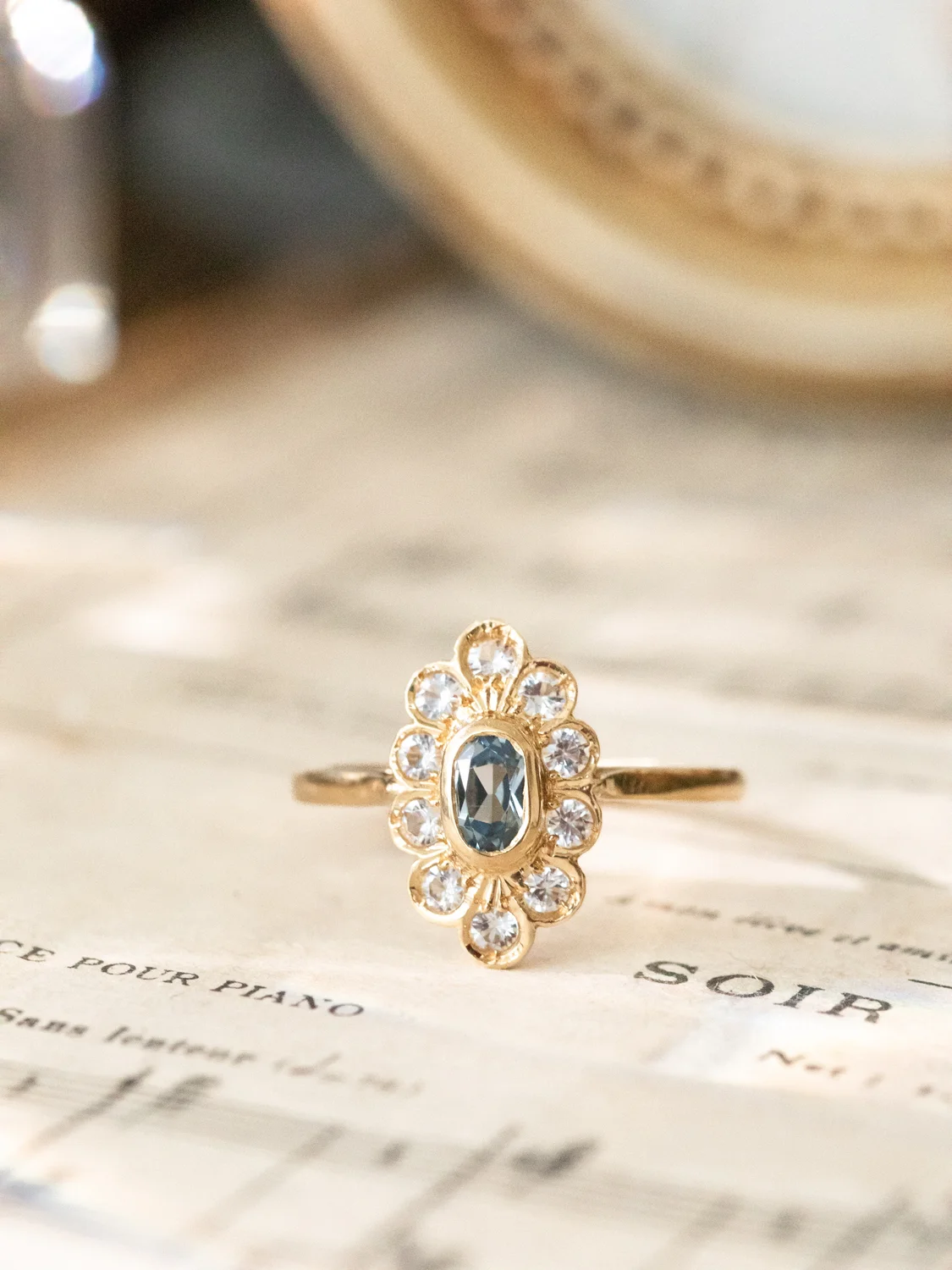 LA LÉONINE, sublime et lumineuse bague Marquise aigue-marine et oxydes 💫