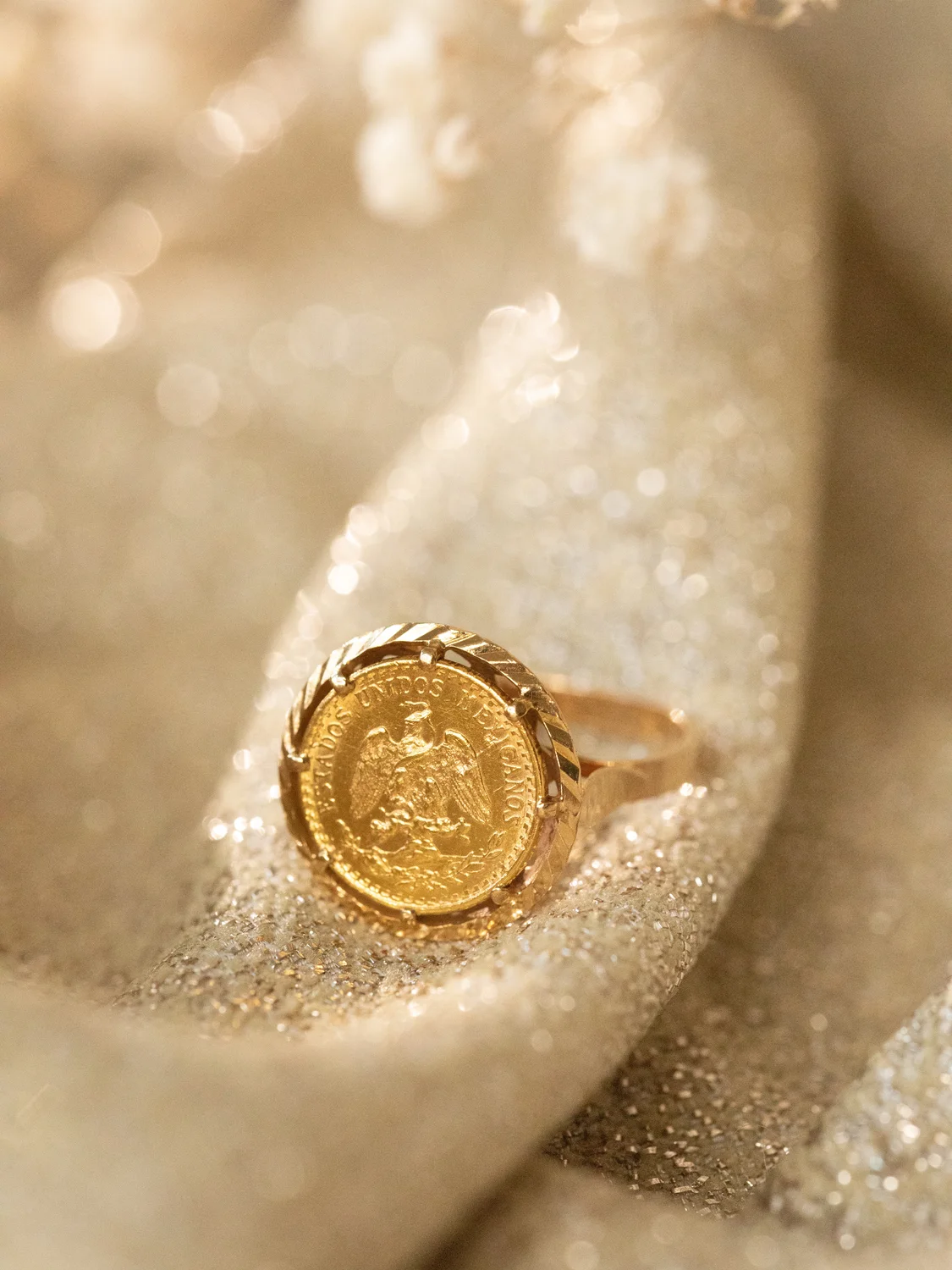 LA ROSARIO, splendide bague pièce d'or de 22 carats des années 1940 💫