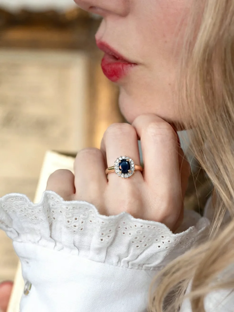 LA EUDORA, magnifique bague Pompadour en saphir & diamants 💫