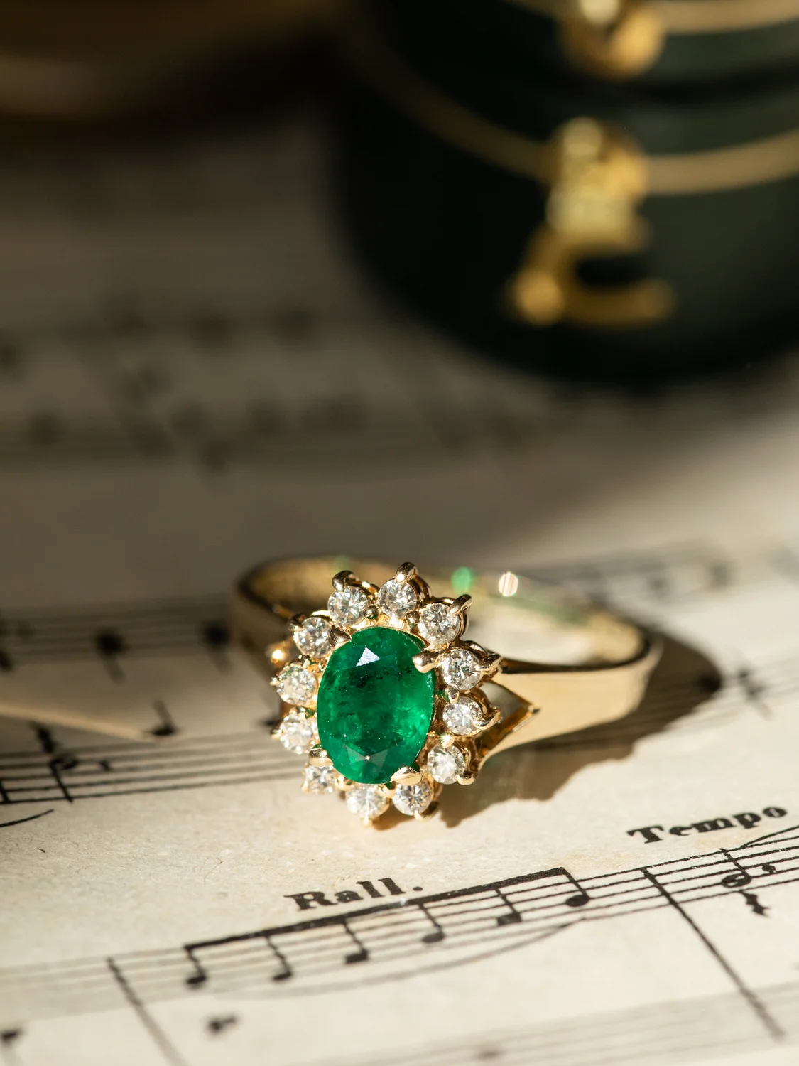 LA SADIE, magnifique bague Marguerite en or 14 carats, émeraude & diamants scintillants ✨