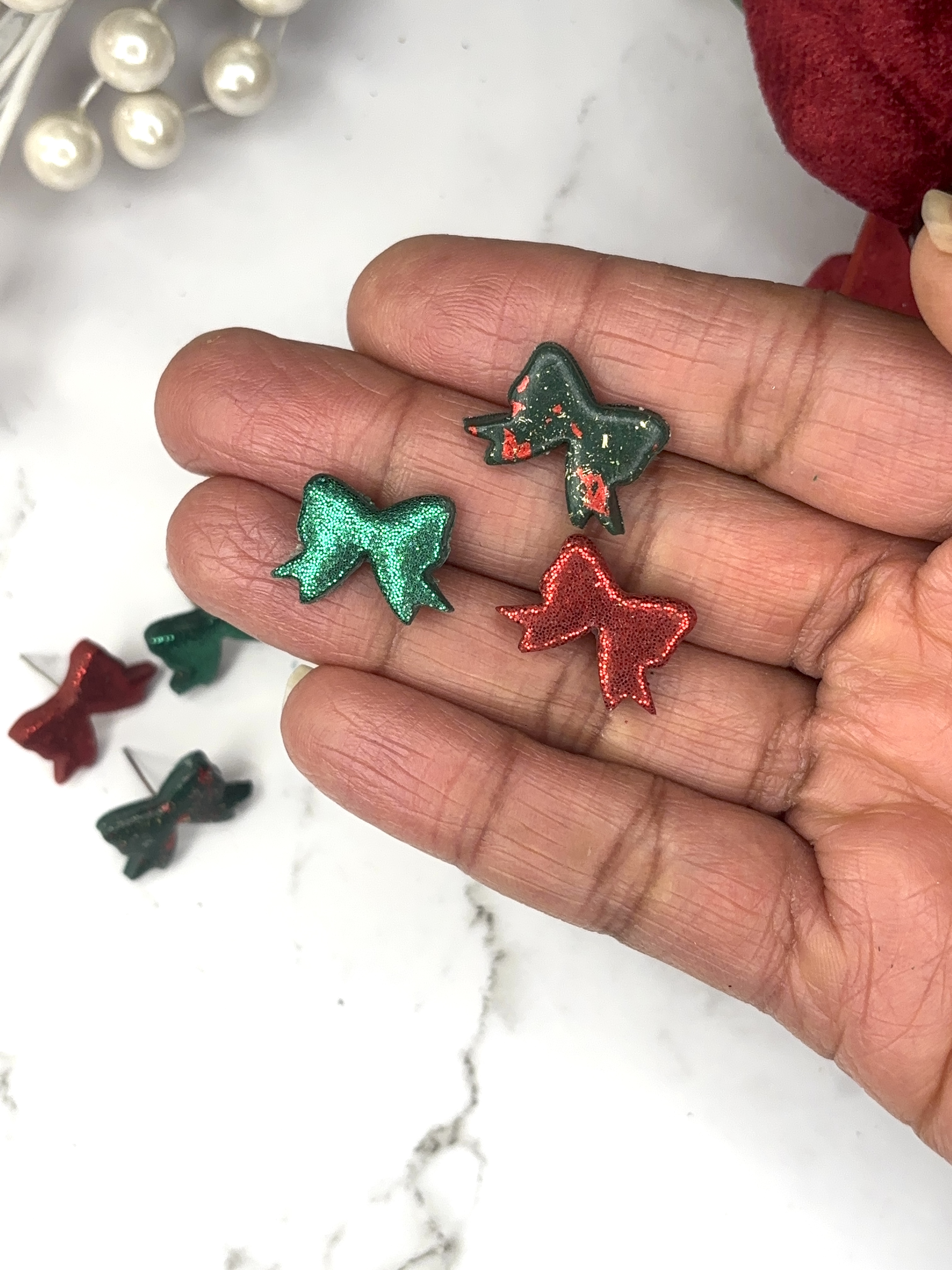 Holiday Bows Stud Trio