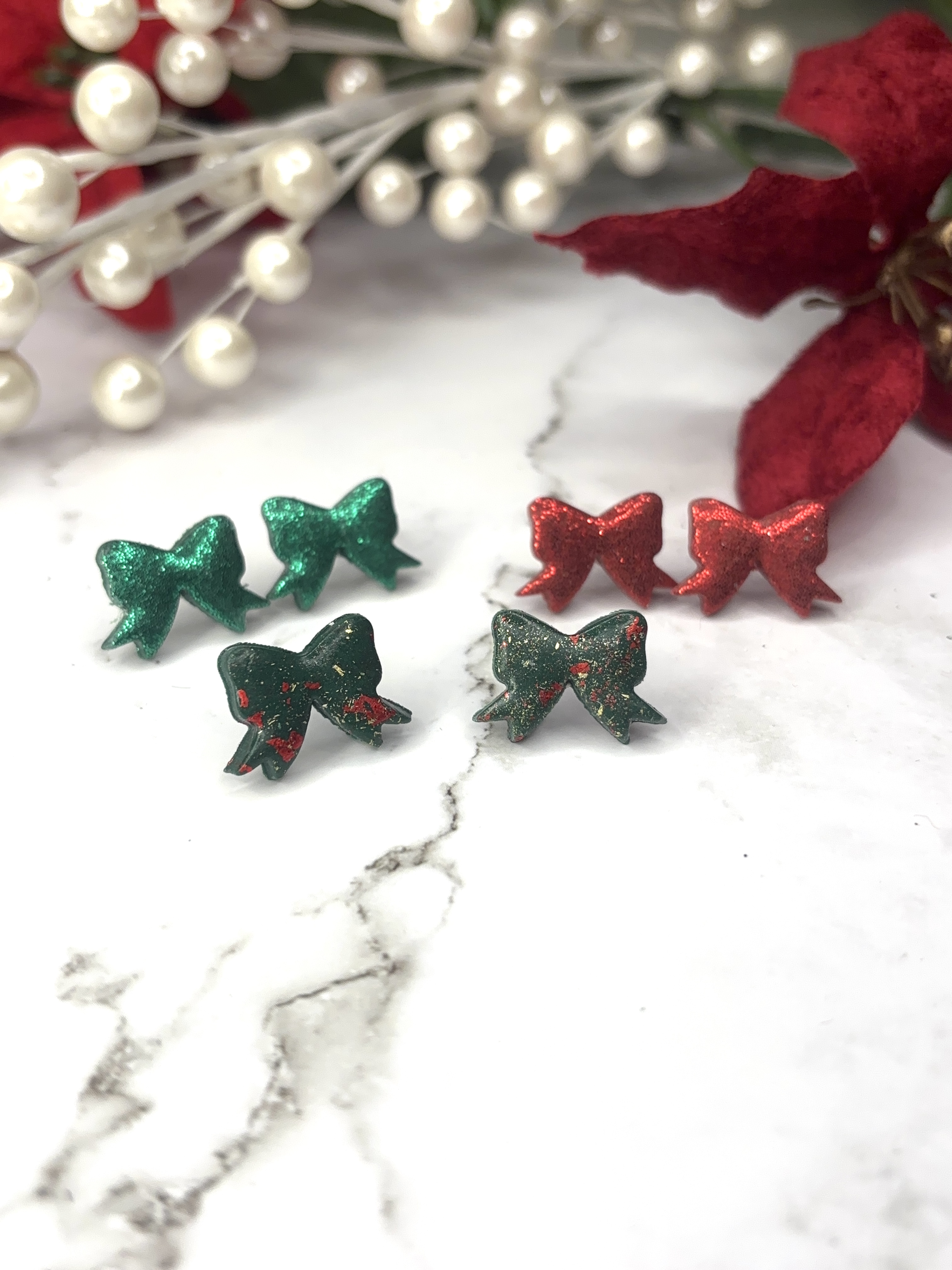 Holiday Bows Stud Trio