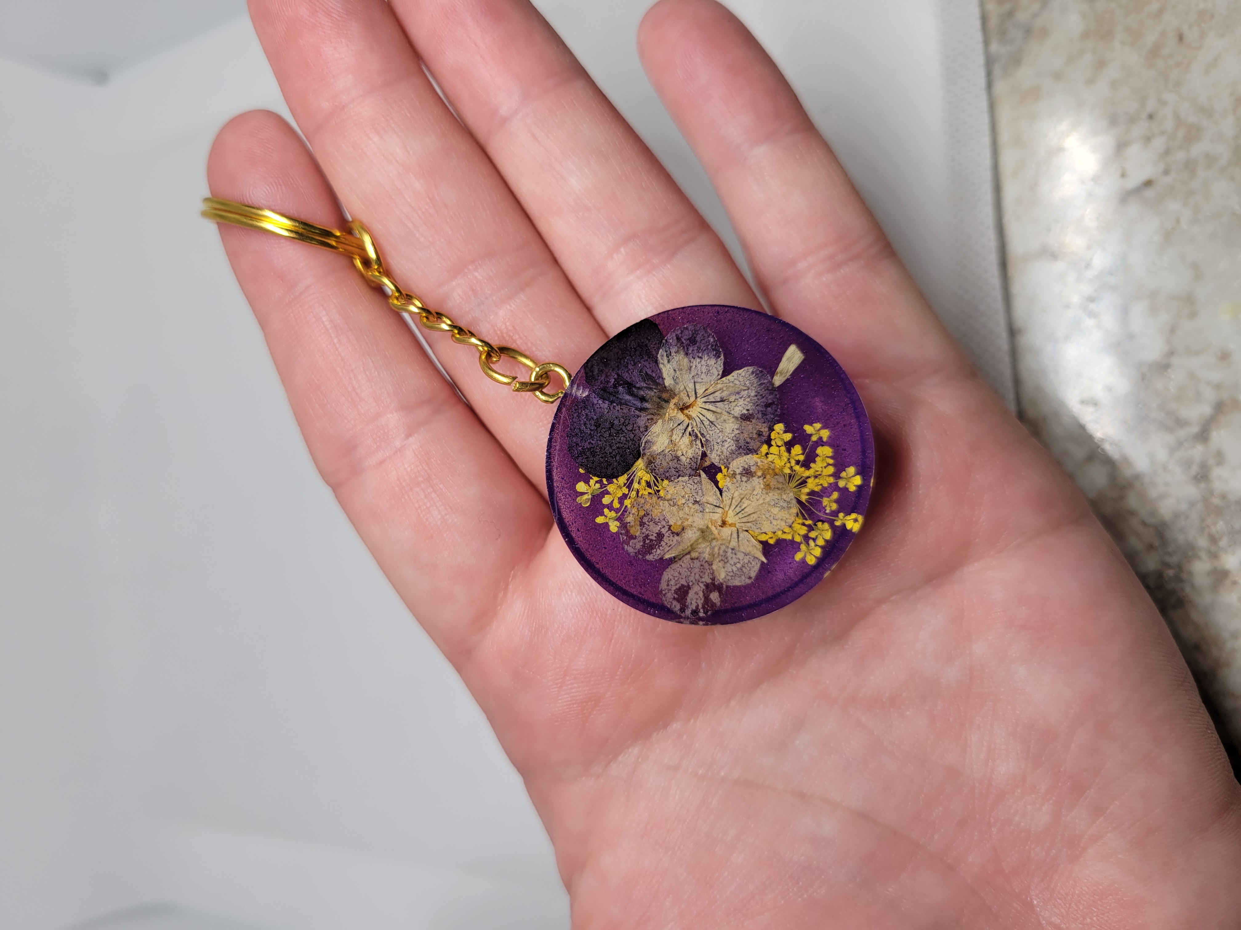 Purple Floral Keychain