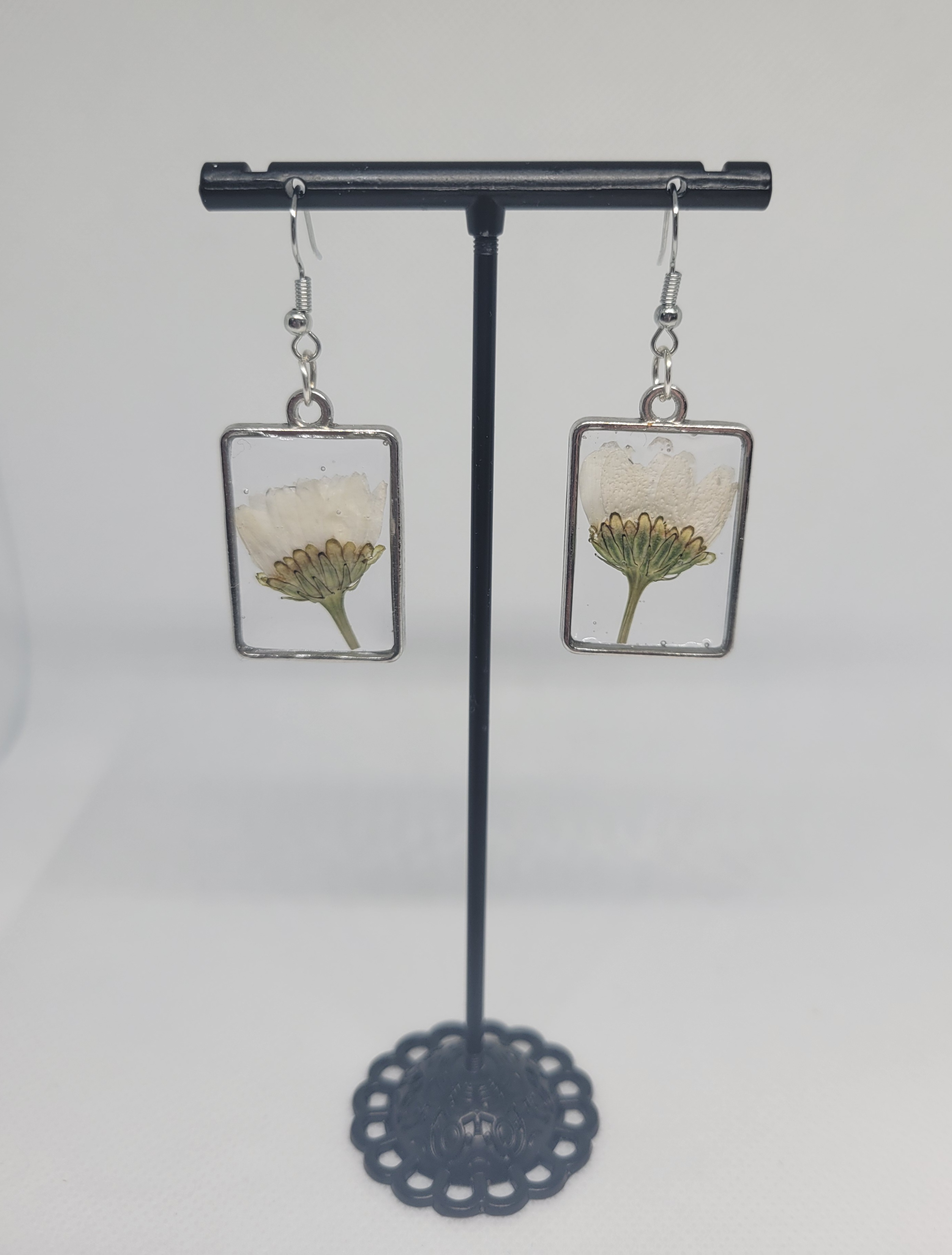 White Flower Earrings