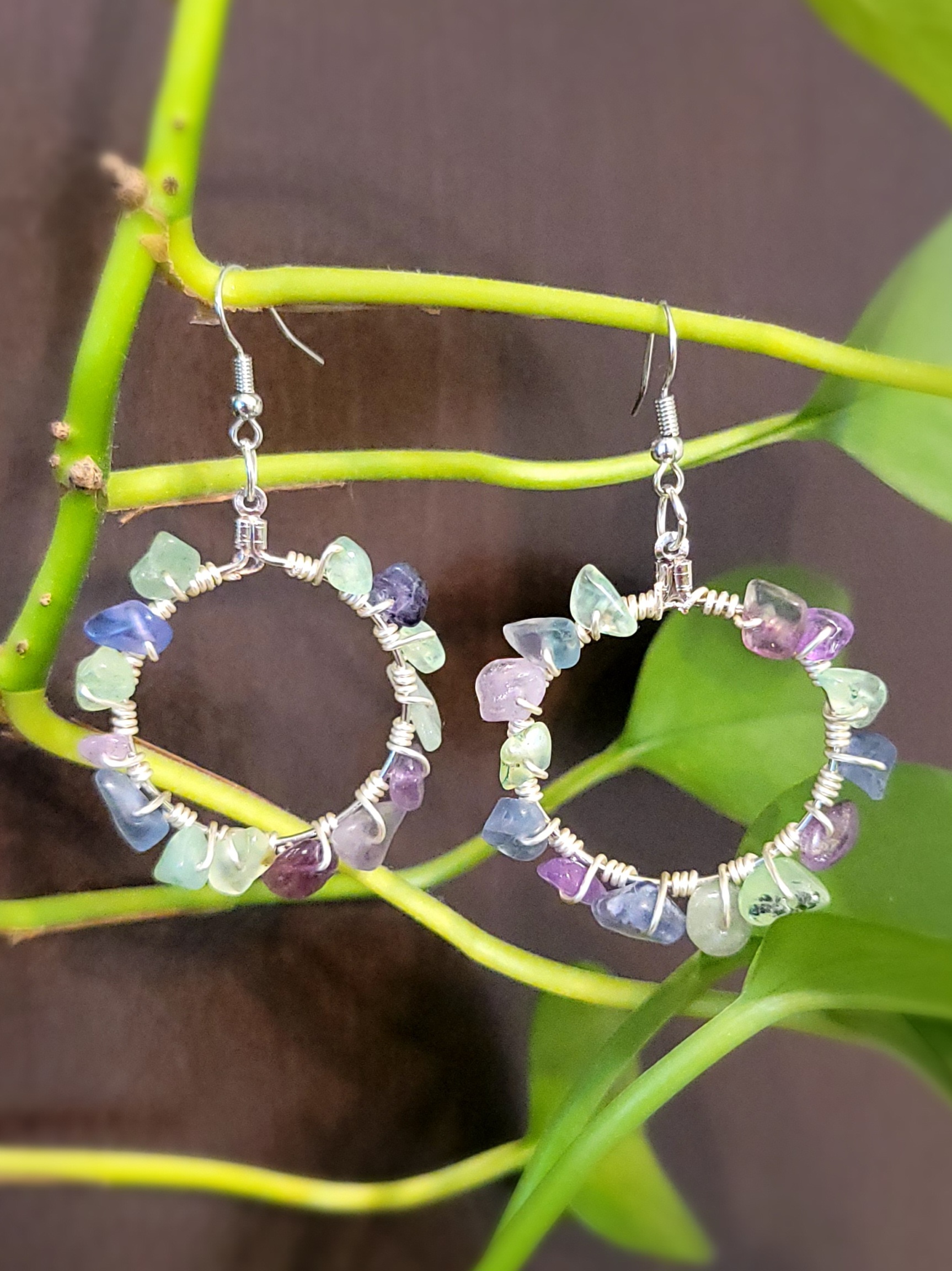 Fluorite Wire Wrapped Earrings