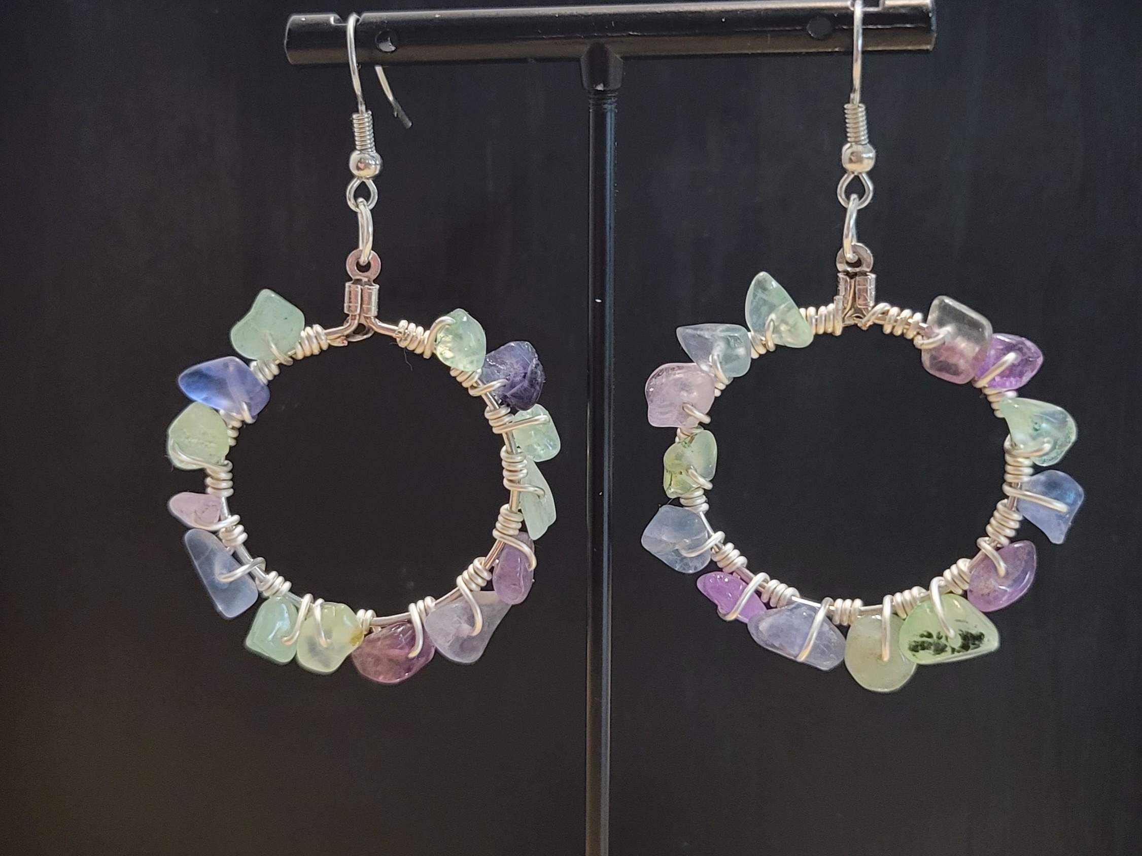 Fluorite Wire Wrapped Earrings