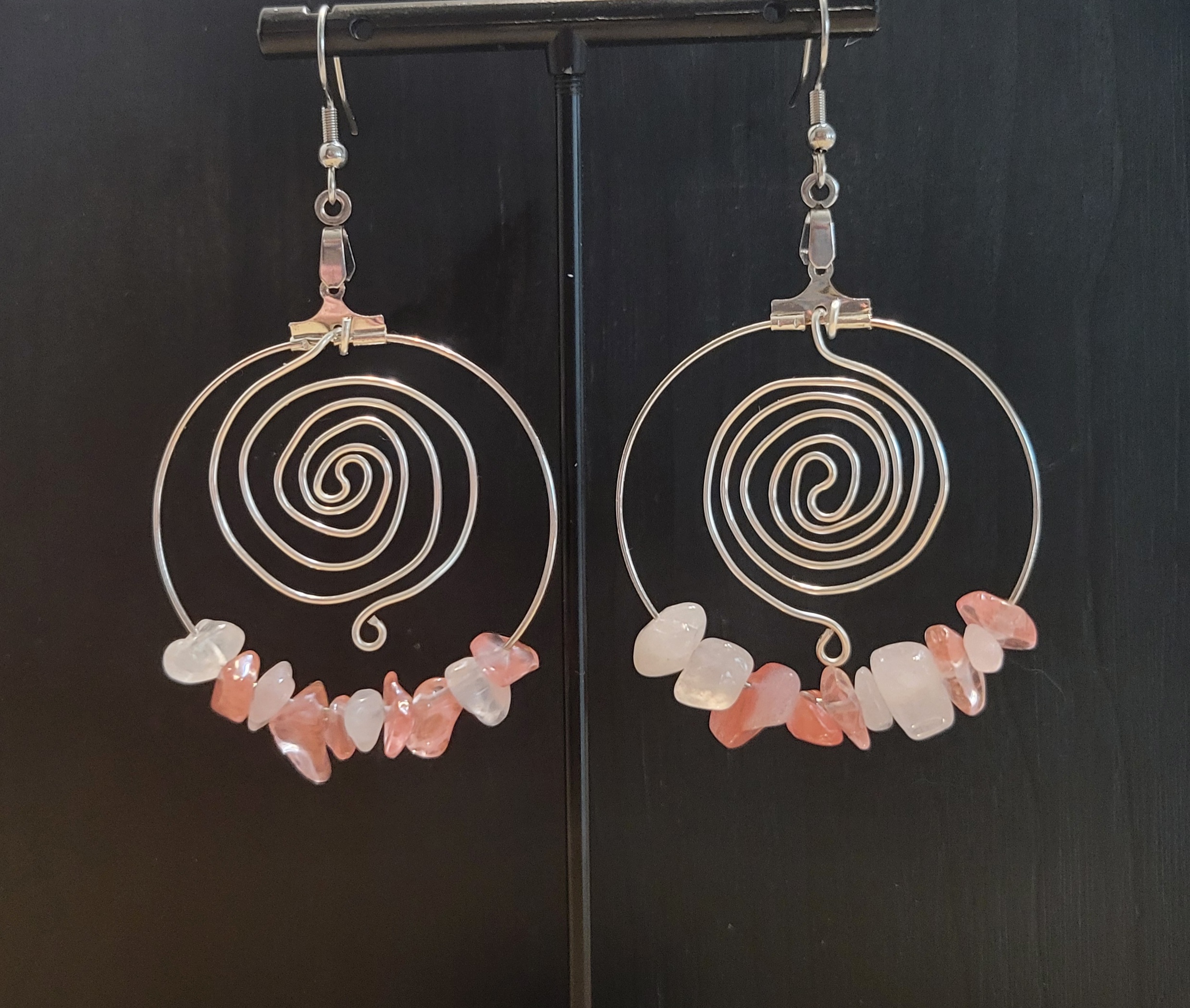 Rose Quartz Wire Wrapped Earrings