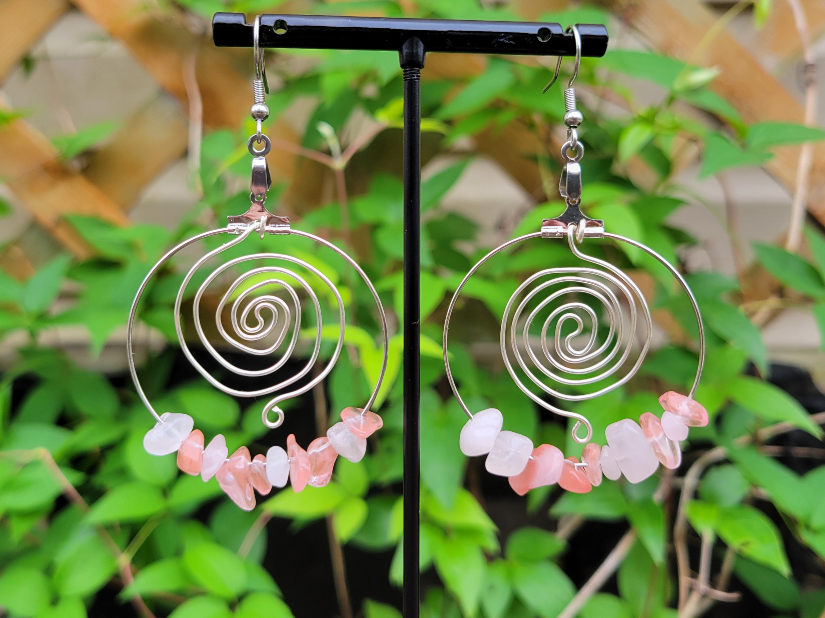 Rose Quartz Wire Wrapped Earrings