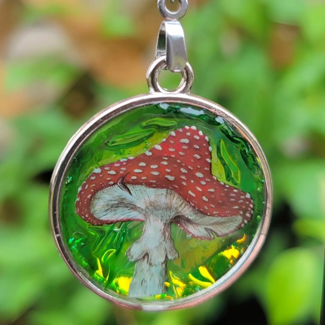 Iridescent Mushroom Earrings 