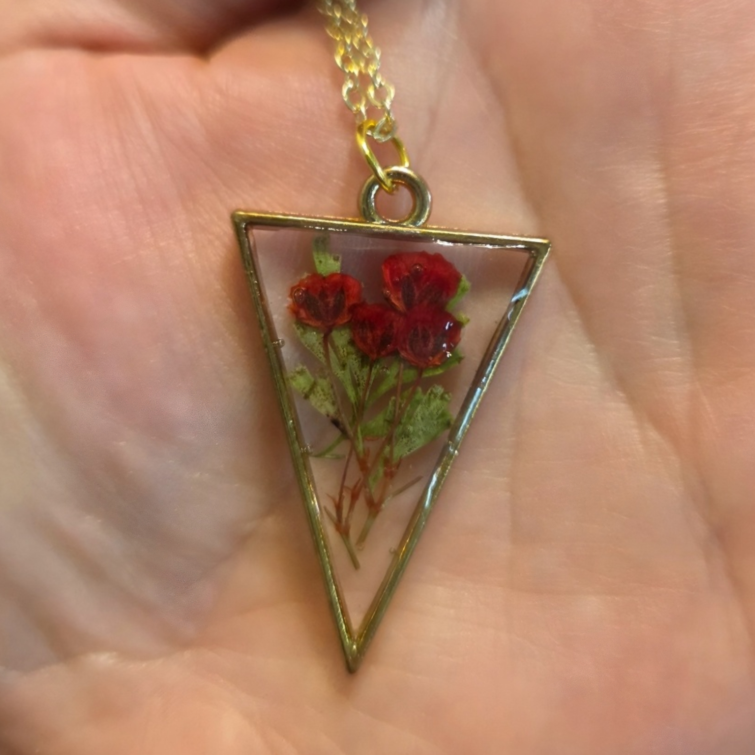Red Floral Pendant Necklace