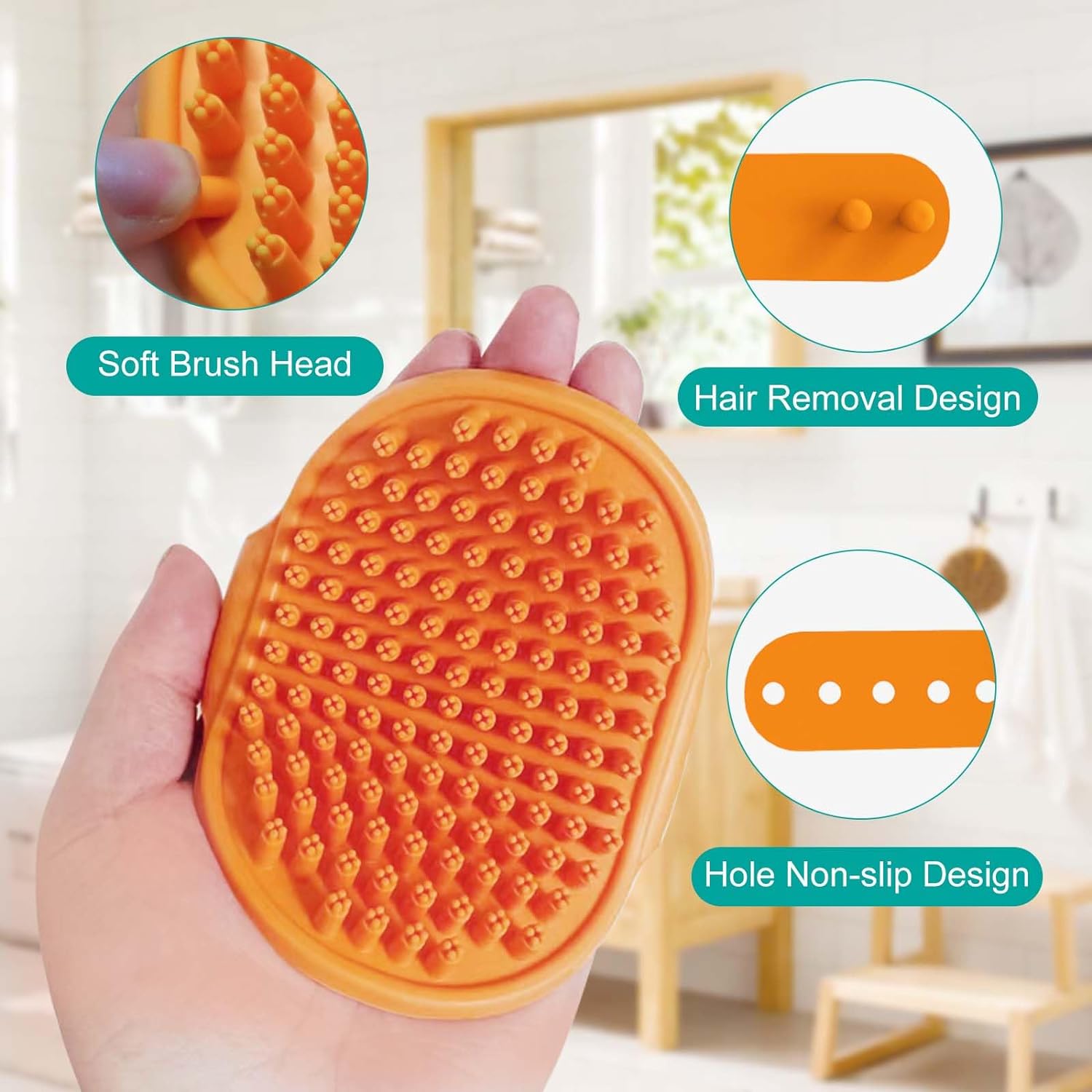 2Pack Dog Bath Brush, Dog Bath Scrubber Shampoo Dispenser Brush, Pet Bath Massage Shower Soap Brush Soft Silicone for Short & Long Haired