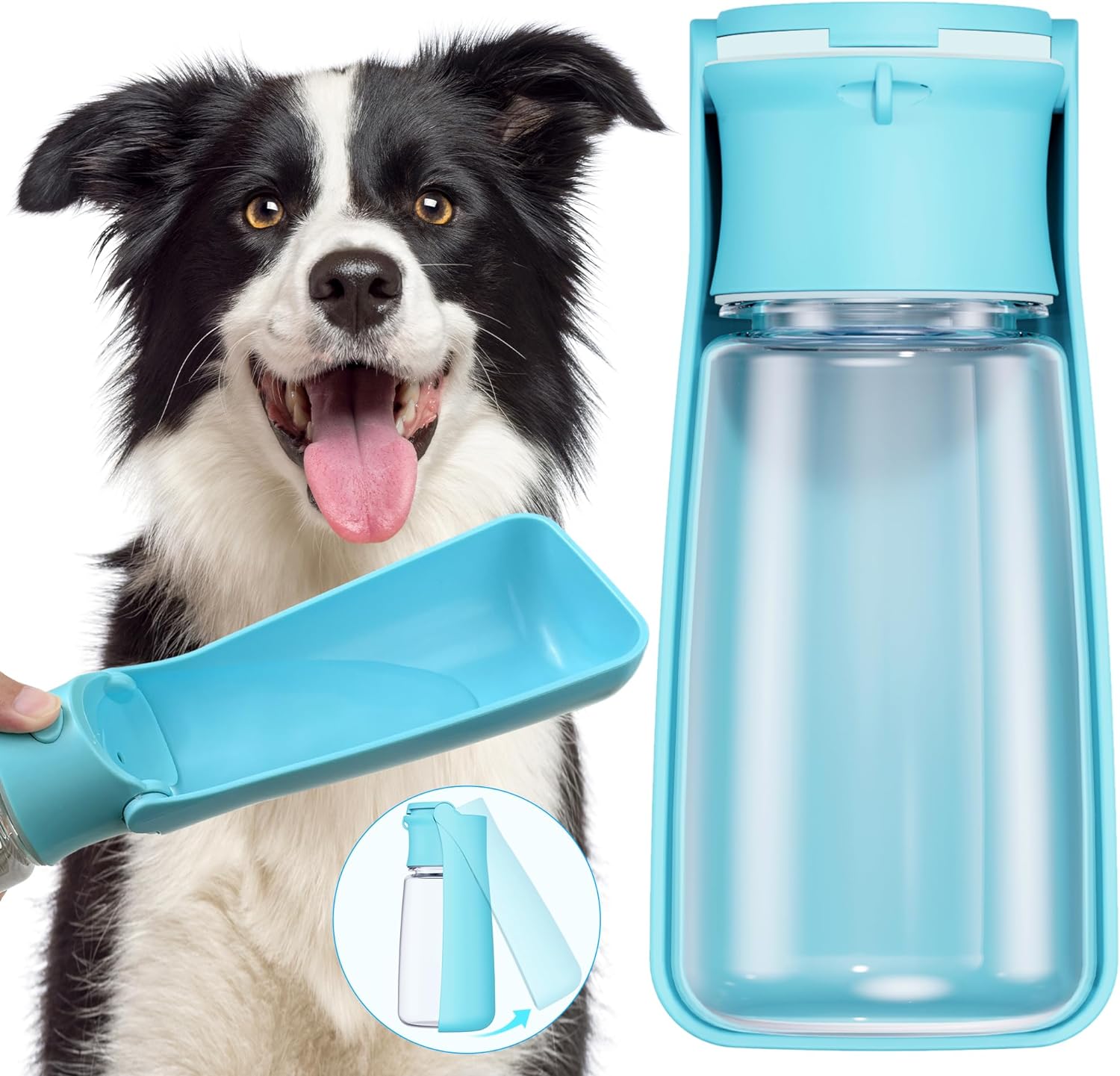 Portable Dog Water Bottle Dispenser [Leak Proof & Foldable] Dog Travel Water Bottle Bowl Accessories