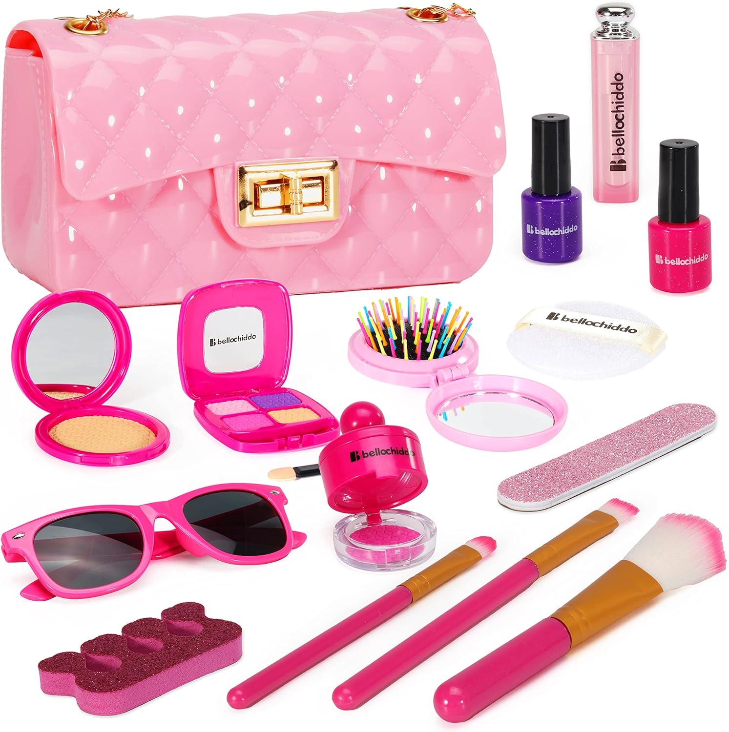 BELLOCHIDDO Girls Purse with Accessories – Princess Play Purse for Little Girls