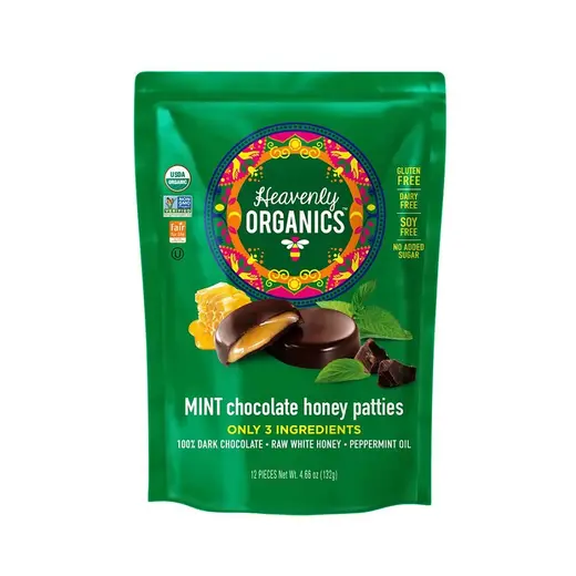 Heavenly Organics Organic Chocolate Mint Honey Patties 4.66 oz. bag